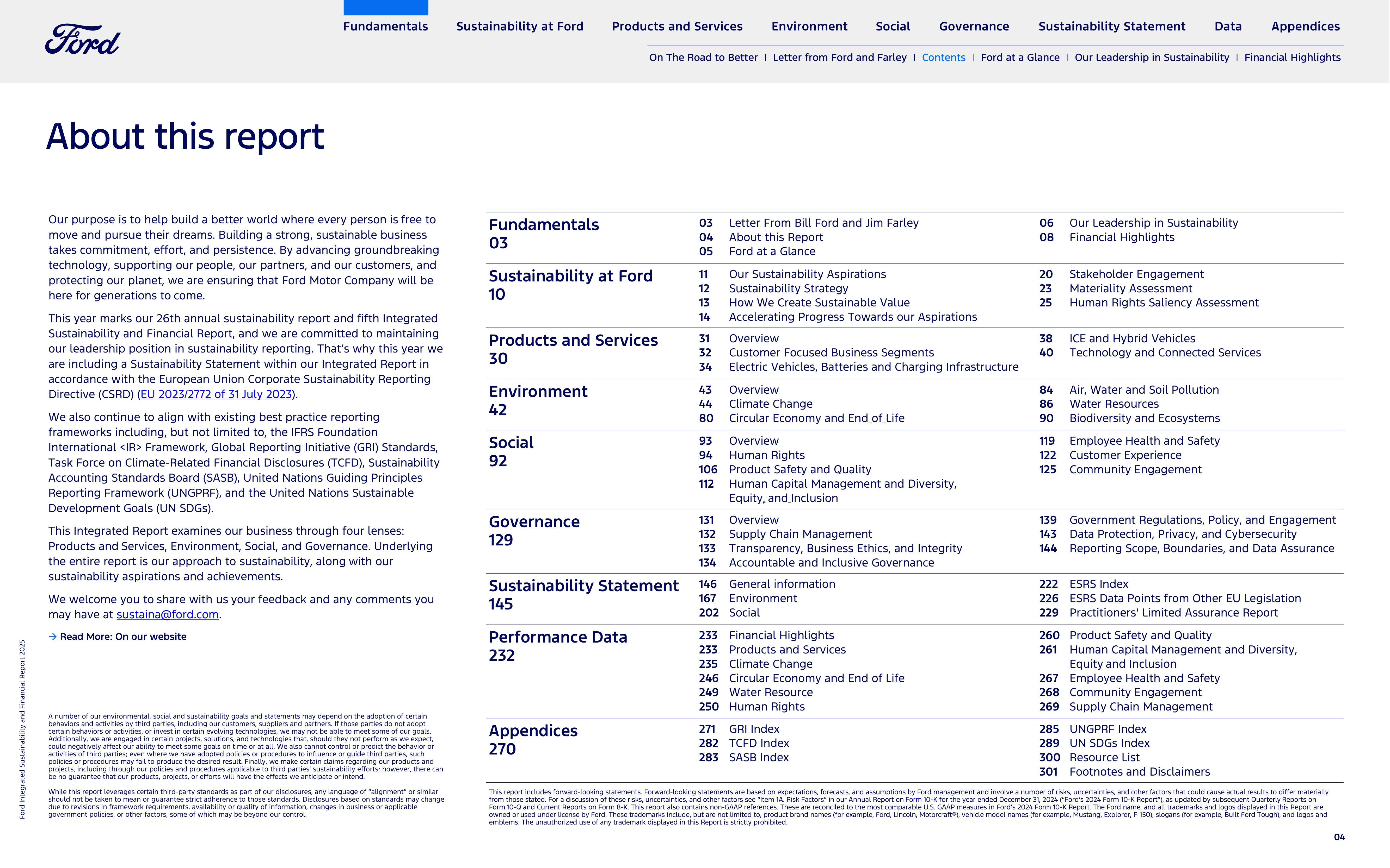 Ford Integrated Sustainability and Financial Report — page 4
