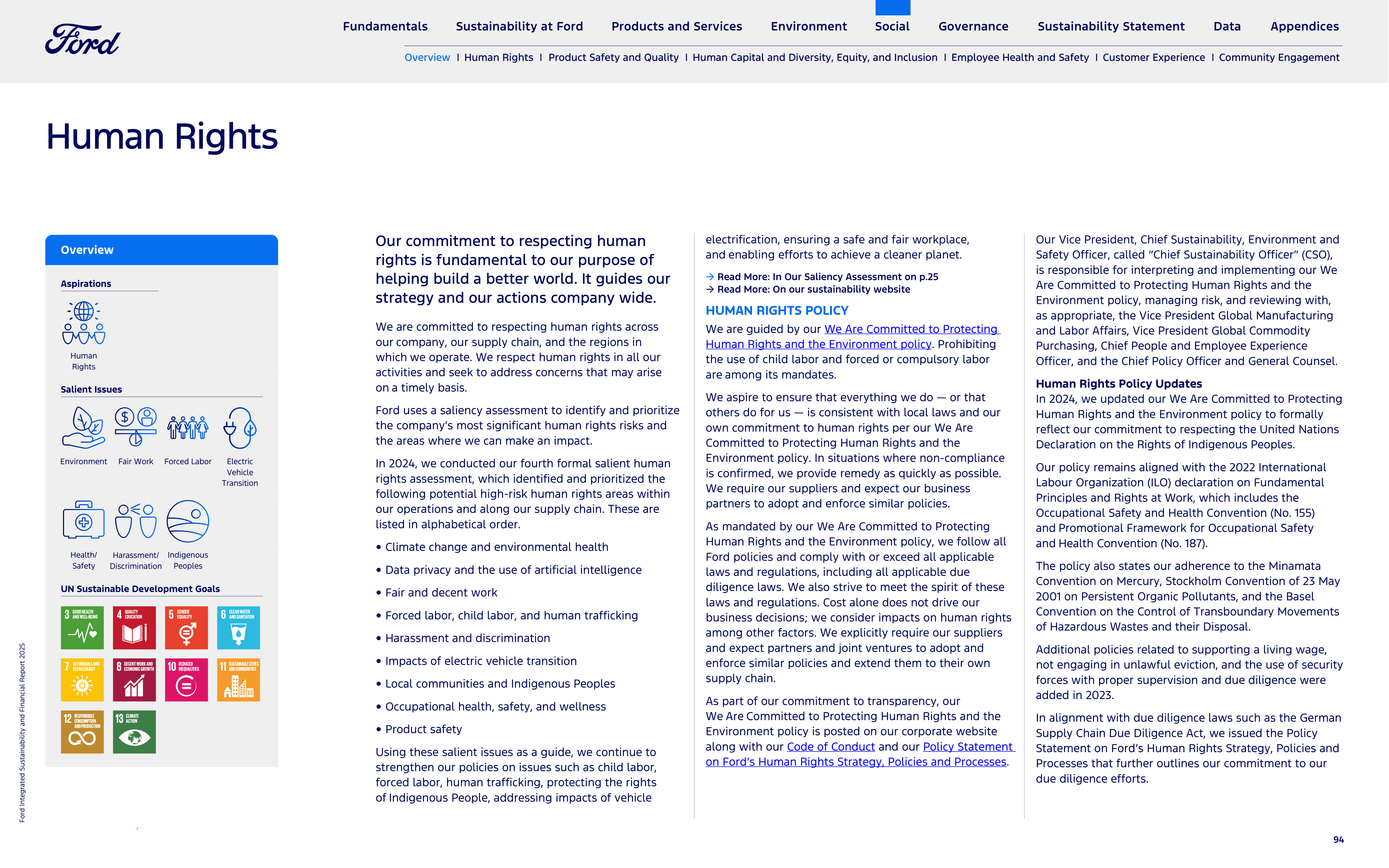 Ford Integrated Sustainability and Financial Report — page 94