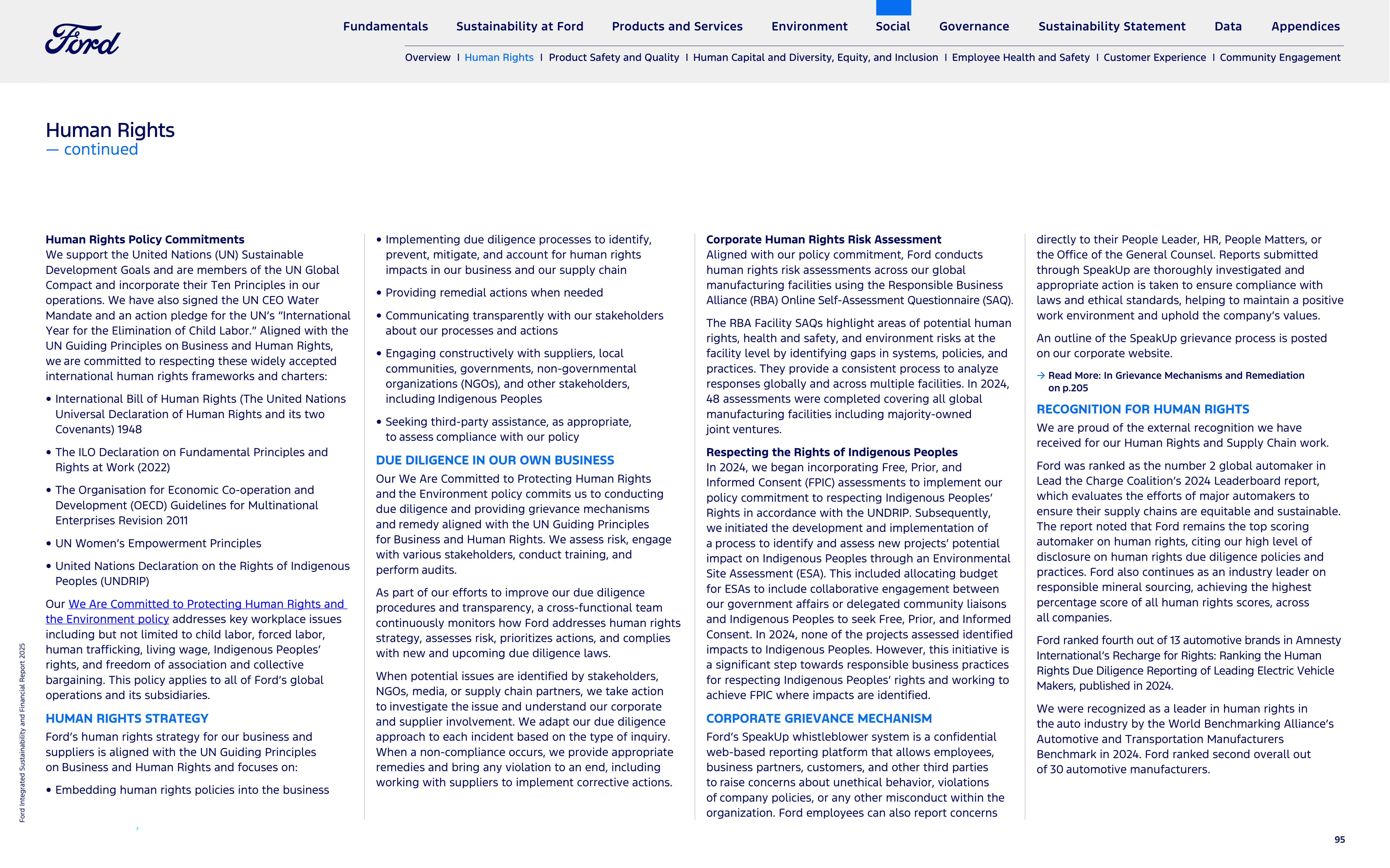 Ford Integrated Sustainability and Financial Report — page 95