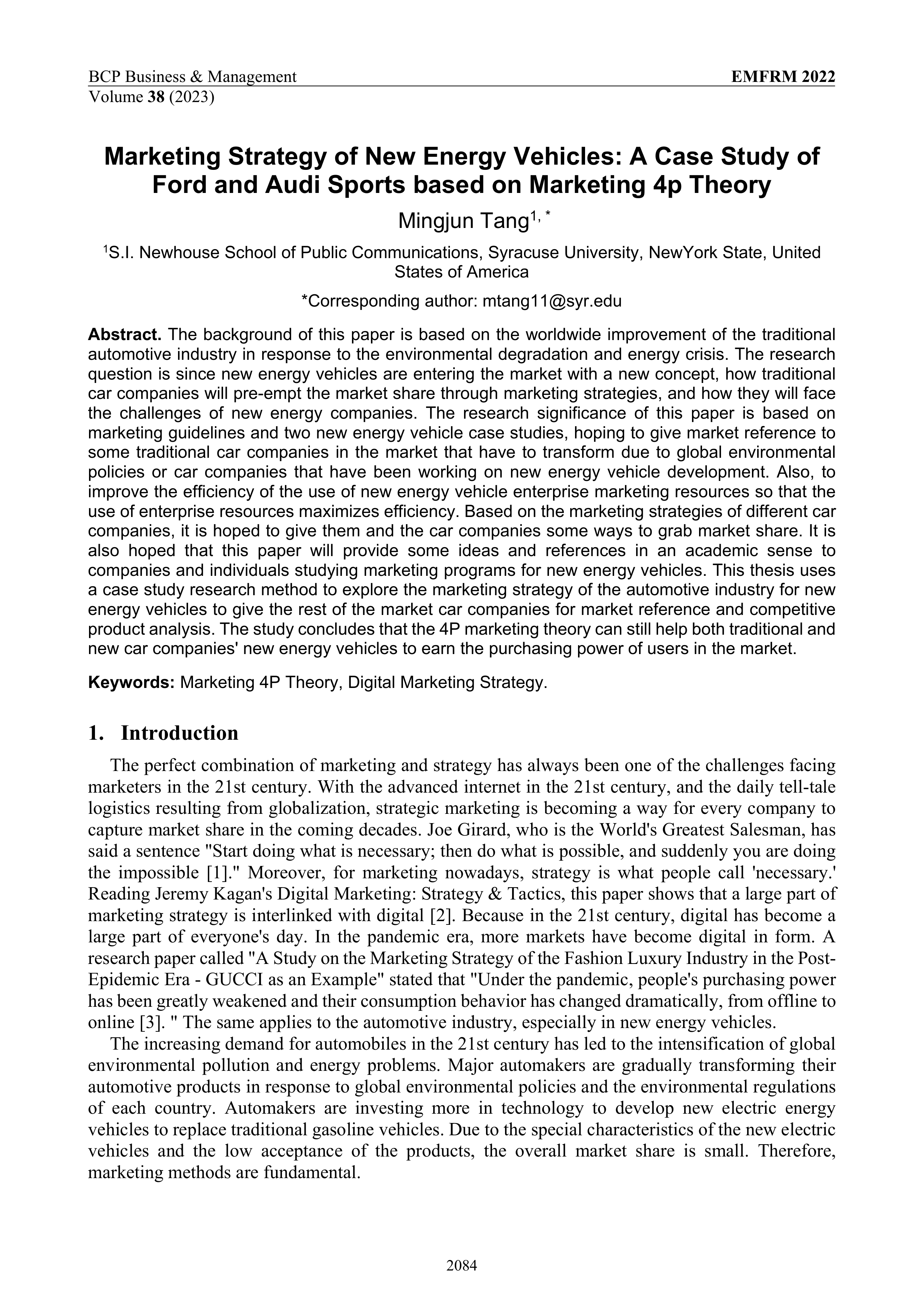 Ford Motors Marketing Strategy — page 1