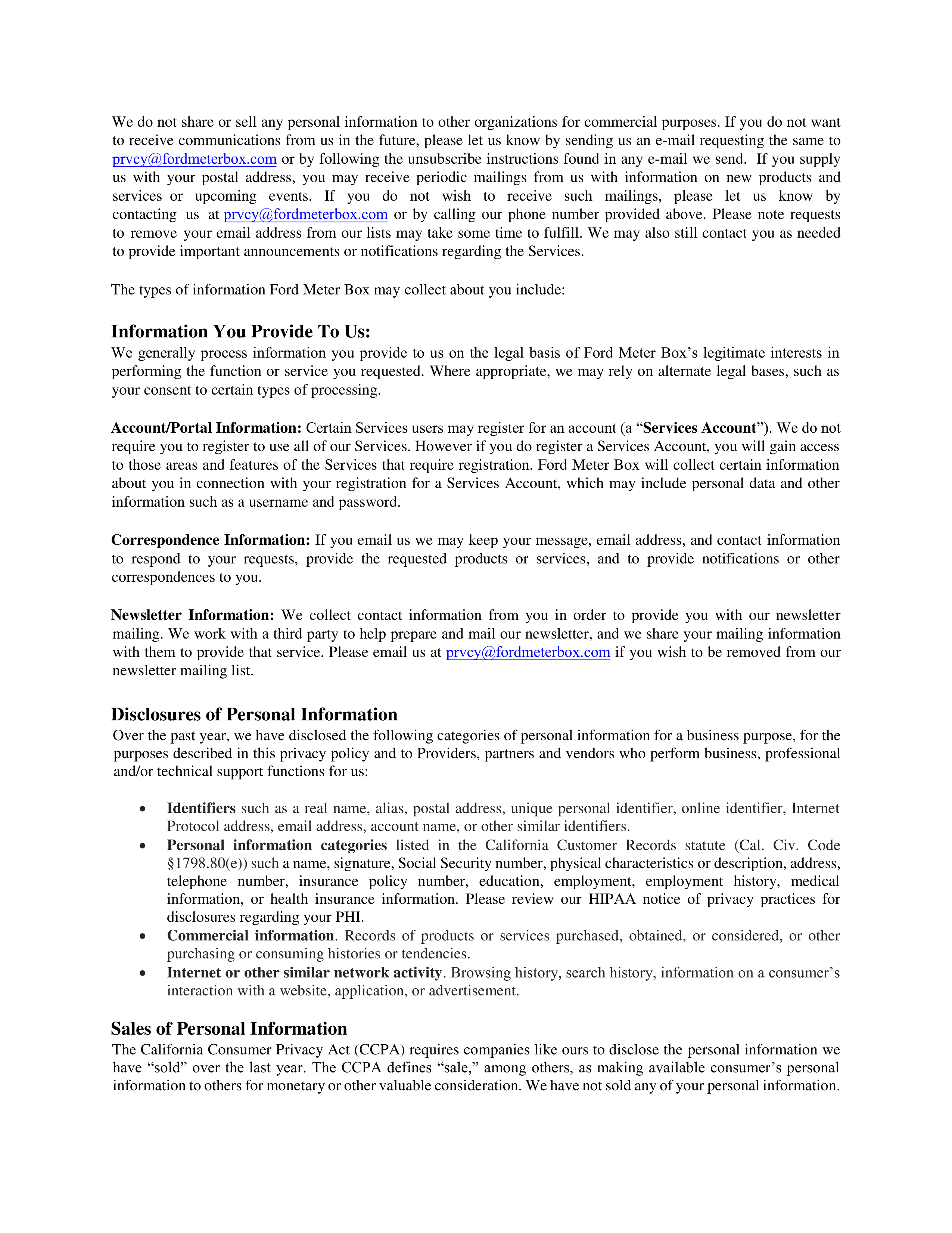 Ford Meter Box Privacy Notice — page 2