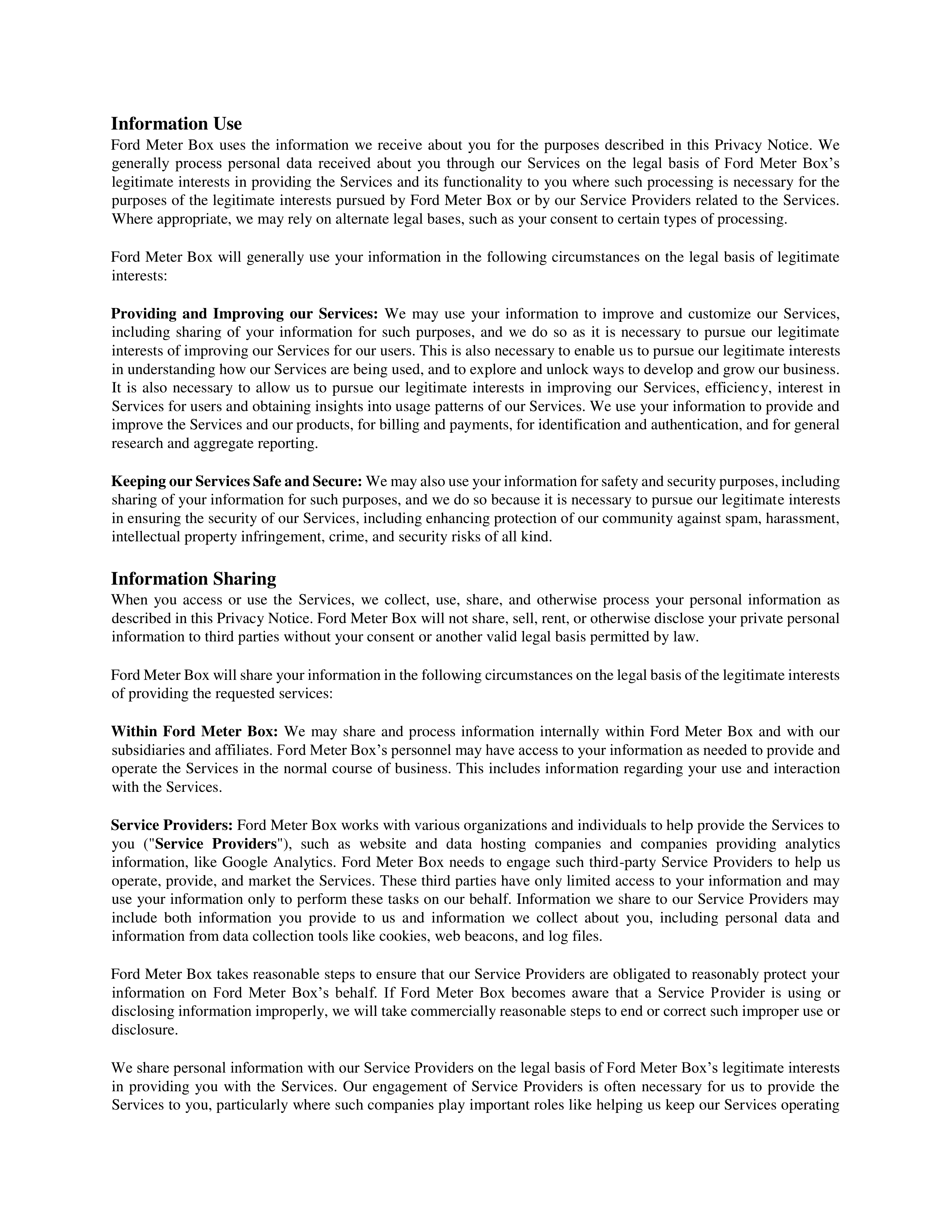 Ford Meter Box Privacy Notice — page 4