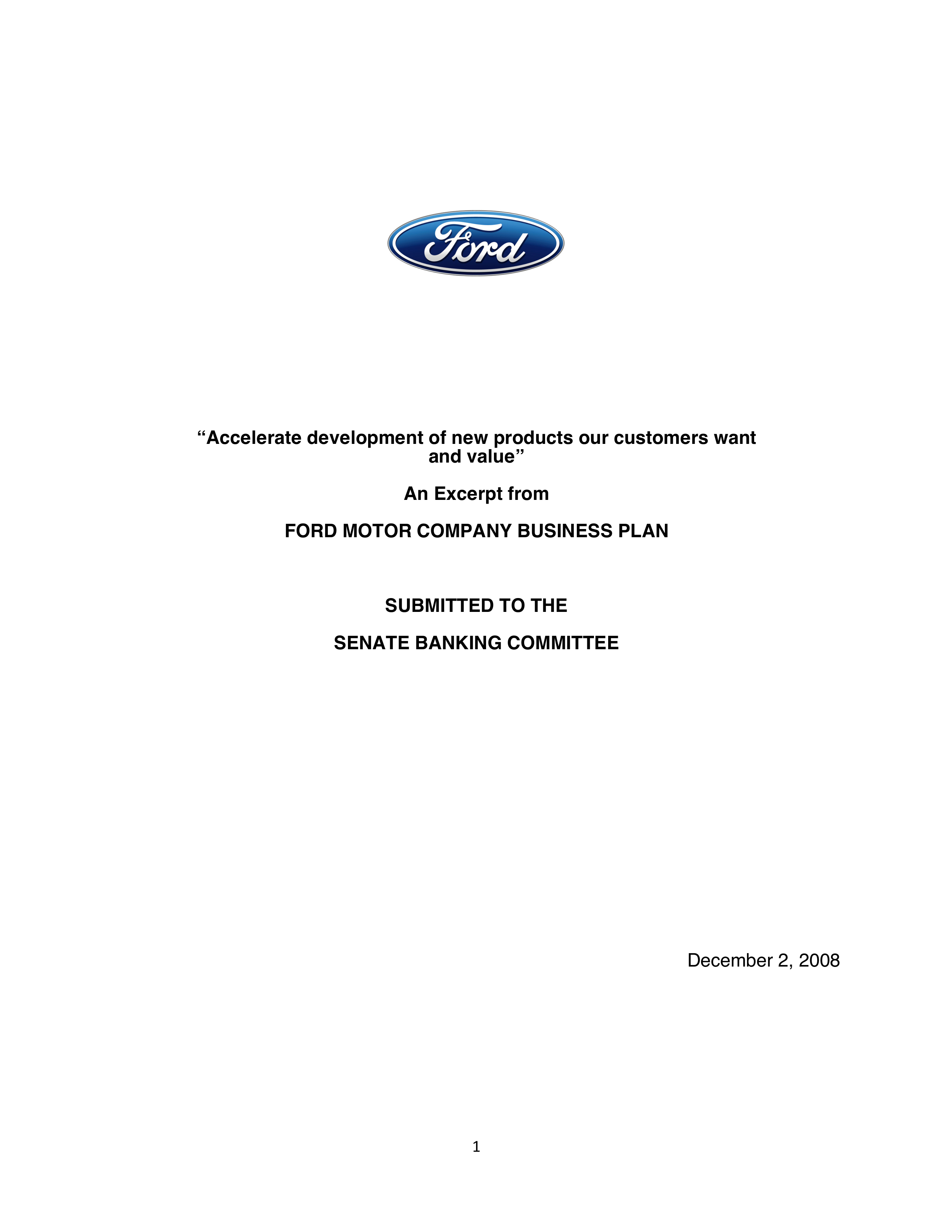 Ford Motor Business Plan  — page 1