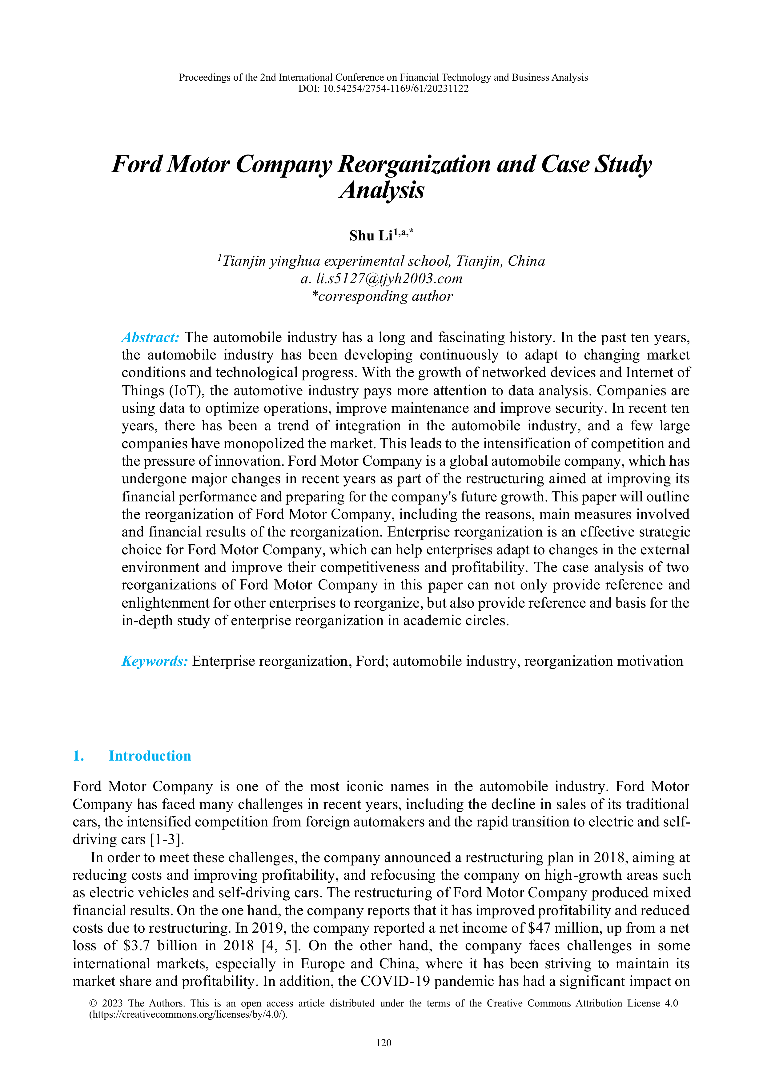 Ford Motors Case Study — page 1