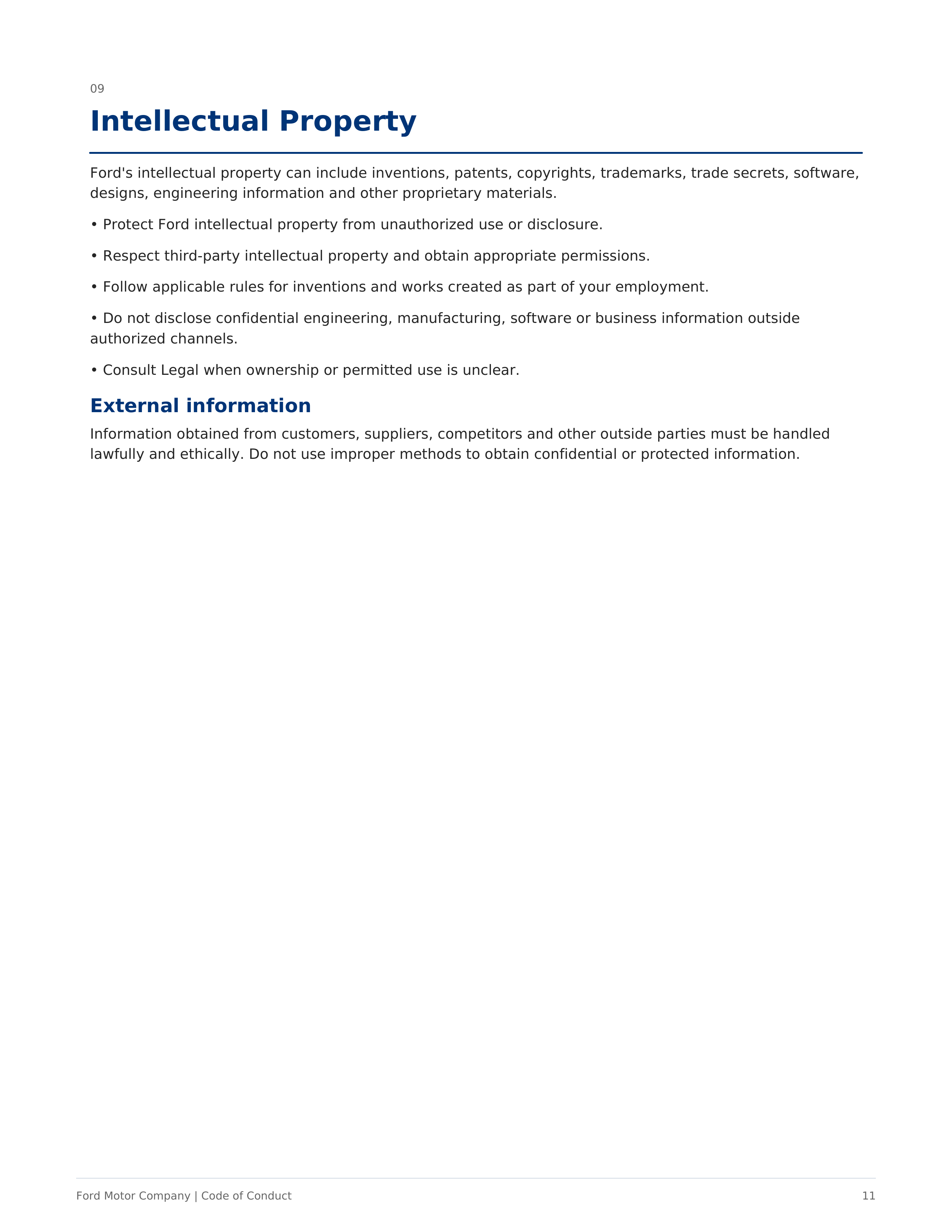 Ford Motor Company Code of Conduct Handbook — page 11