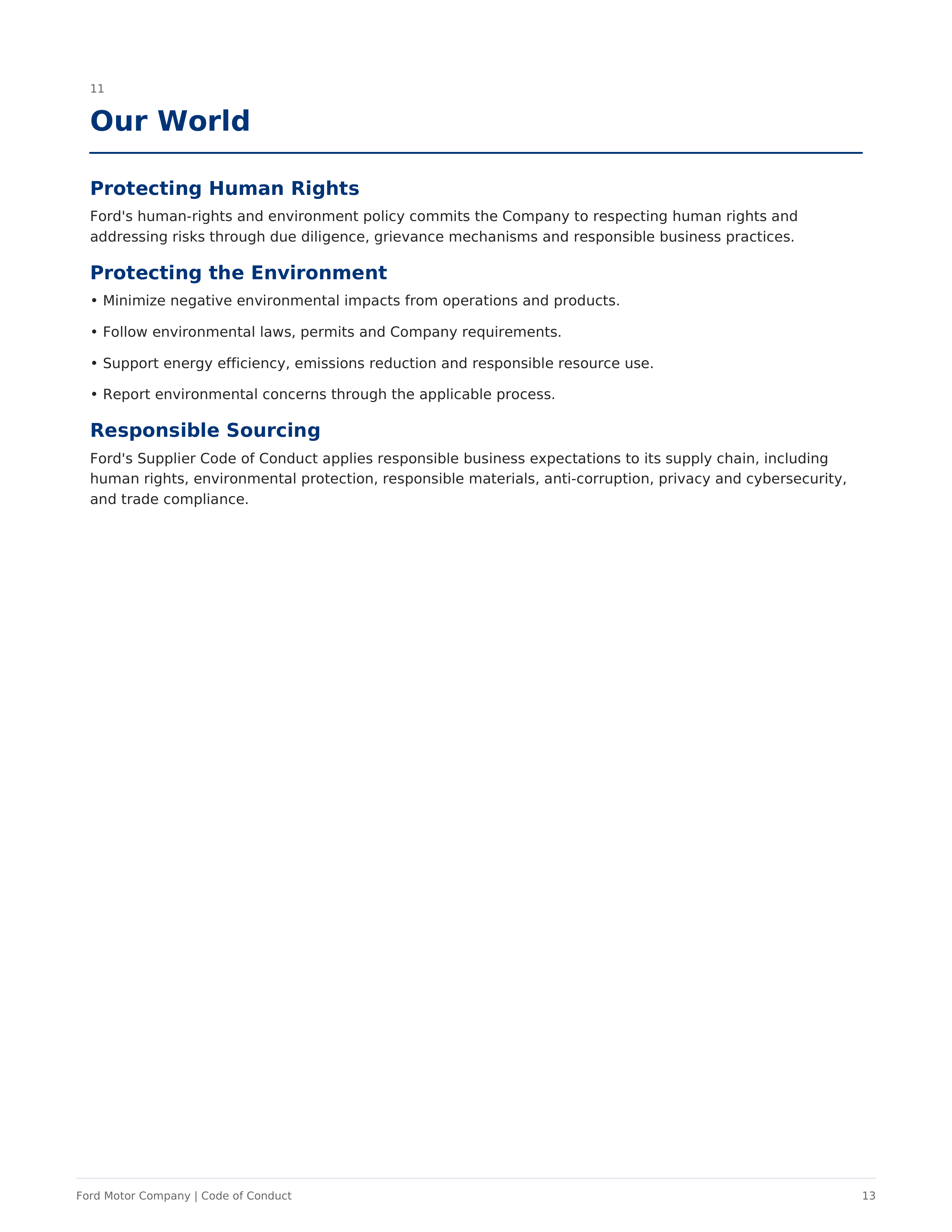 Ford Motor Company Code of Conduct Handbook — page 13