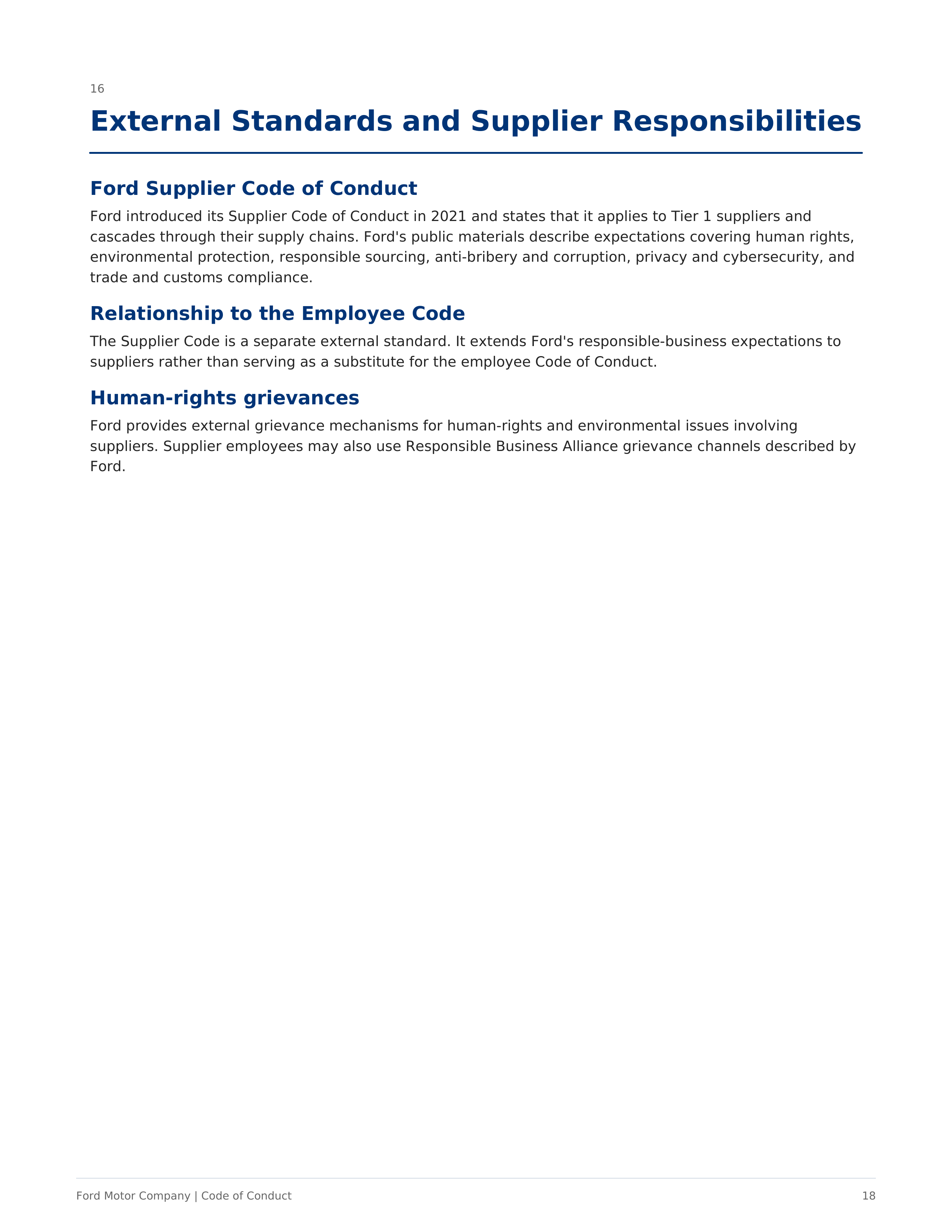 Ford Motor Company Code of Conduct Handbook — page 18