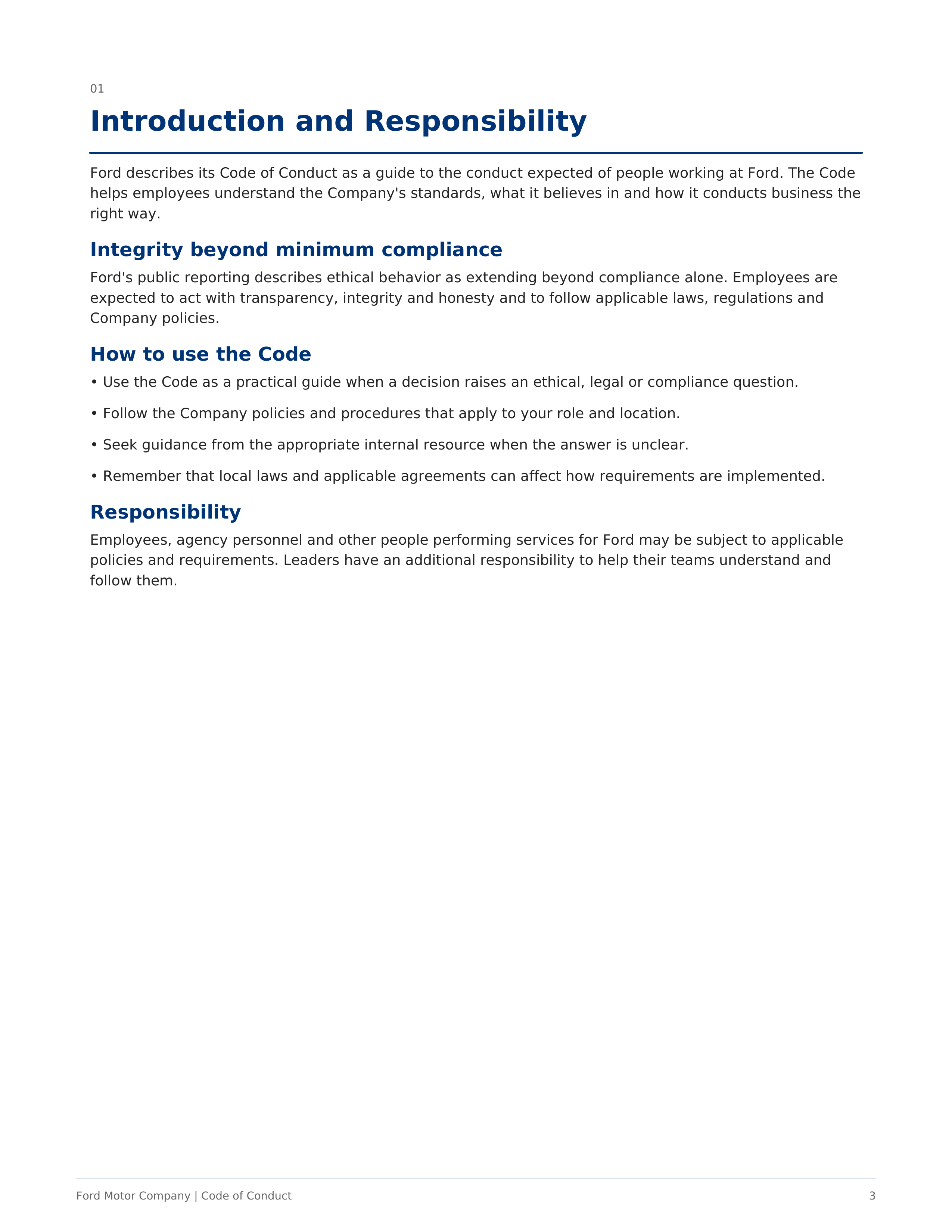 Ford Motor Company Code of Conduct Handbook — page 3