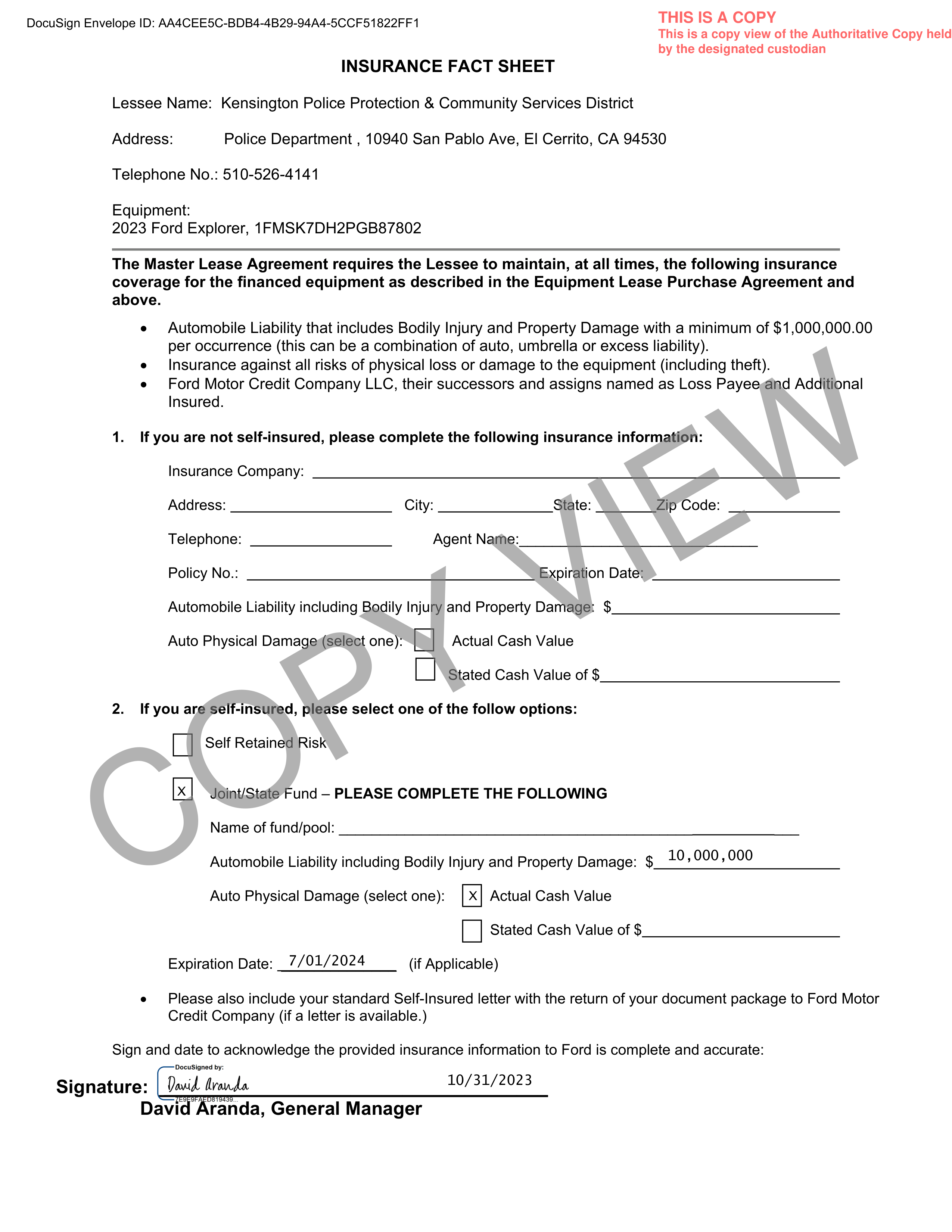 Ford Motor Company MASTER EQUIPMENT LEASE PURCHASE AGREEMENT — page 12