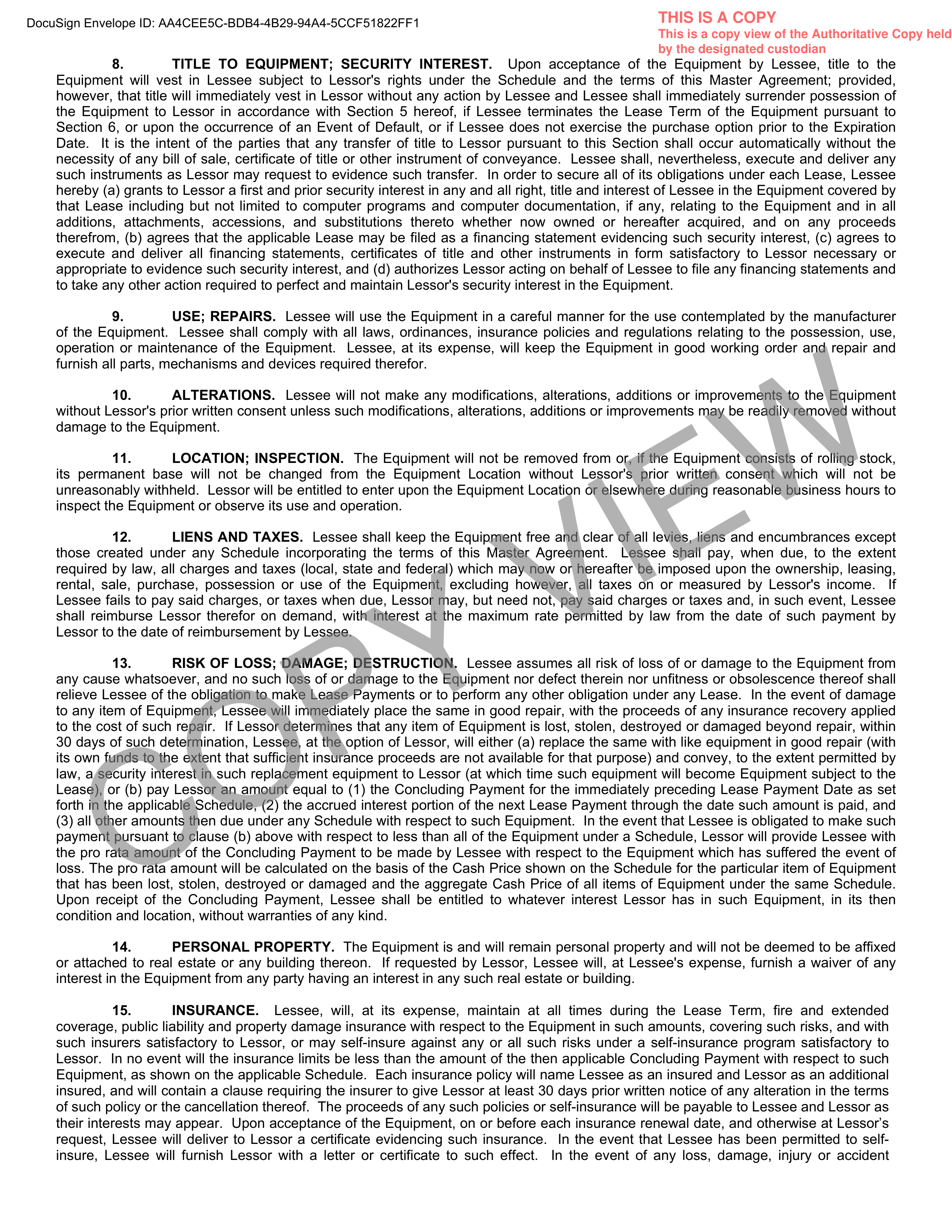 Ford Motor Company MASTER EQUIPMENT LEASE PURCHASE AGREEMENT — page 3