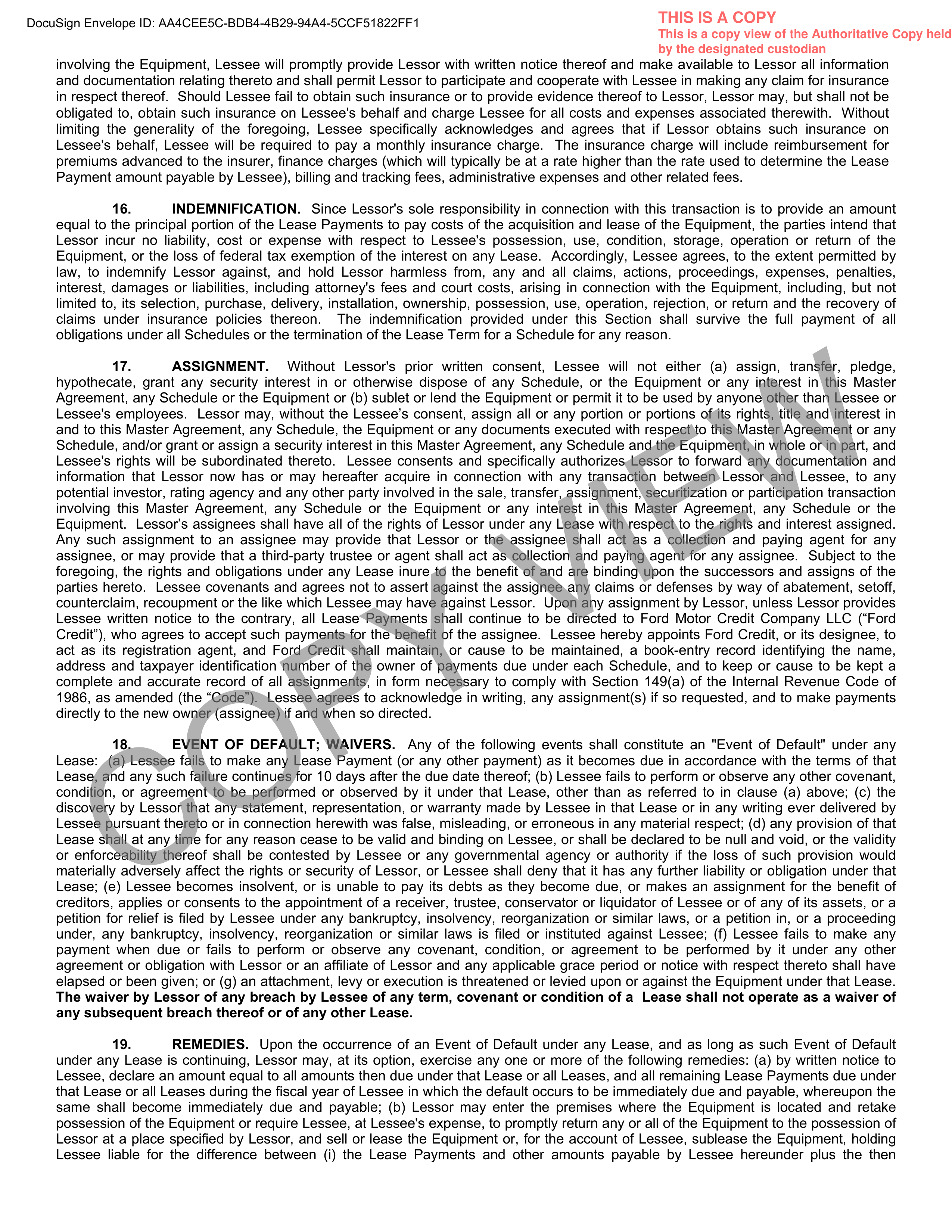 Ford Motor Company MASTER EQUIPMENT LEASE PURCHASE AGREEMENT — page 4