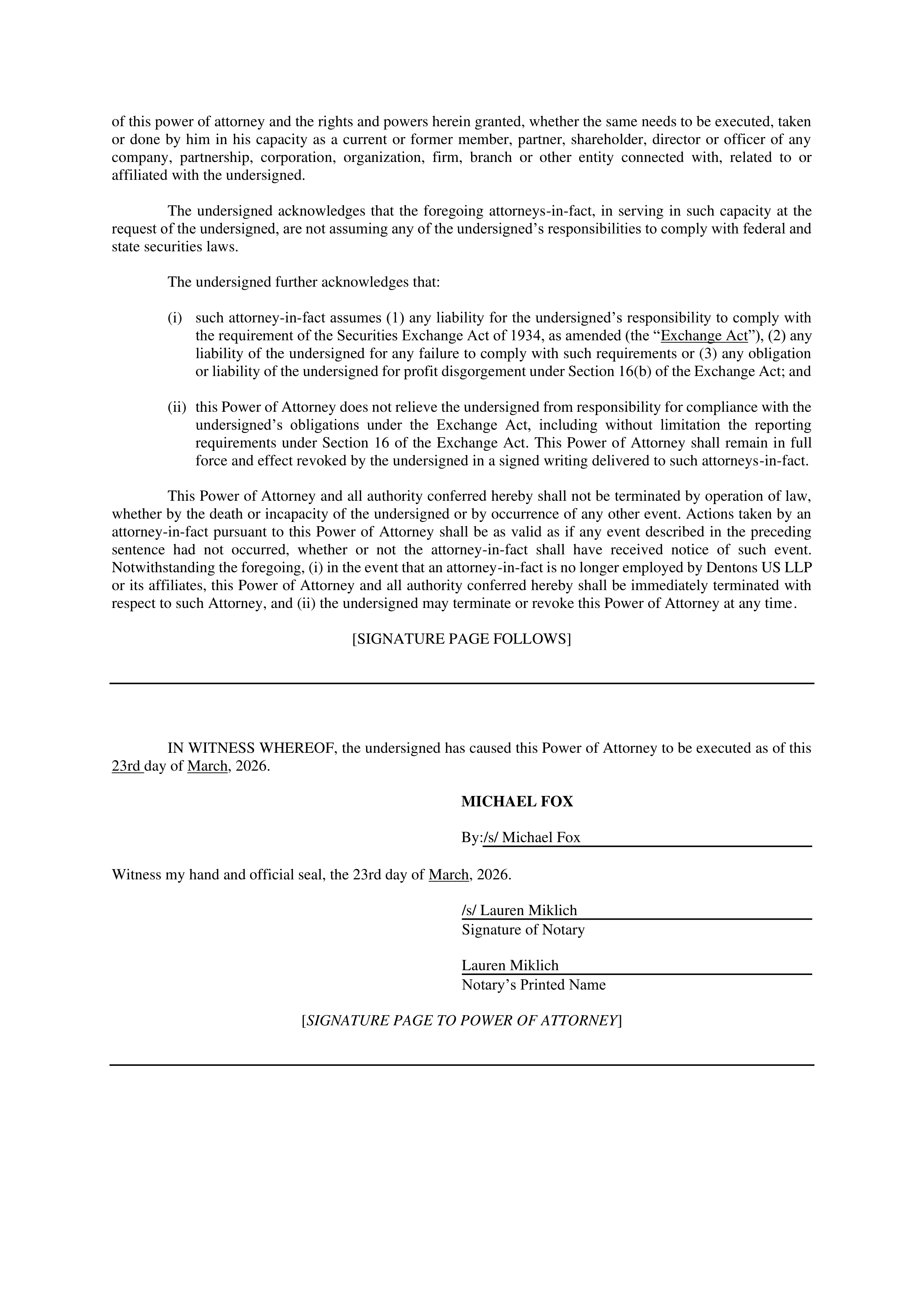 Form D Power of Attorney — page 2