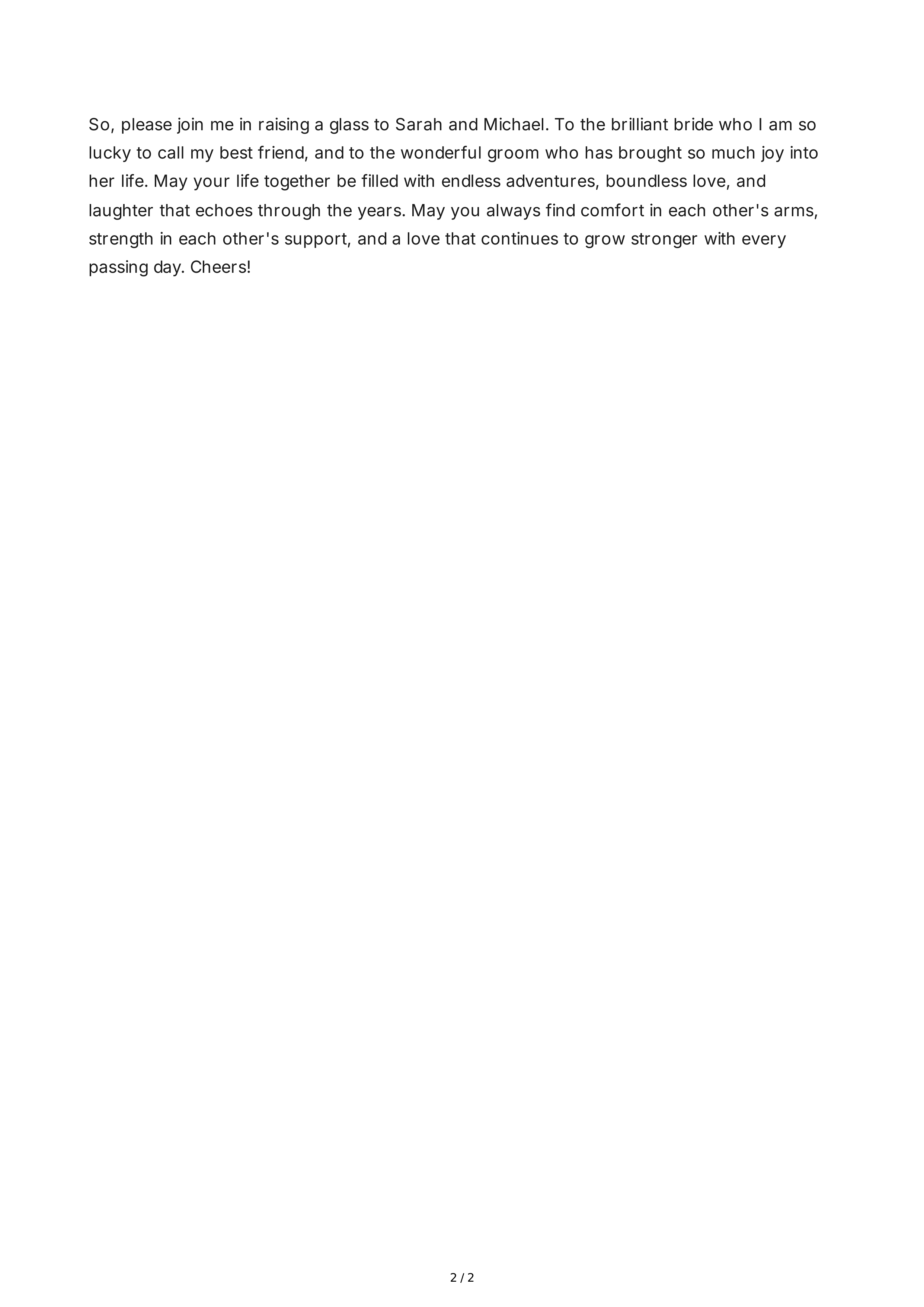 Formal Wedding Maid of Honor Speech — page 2