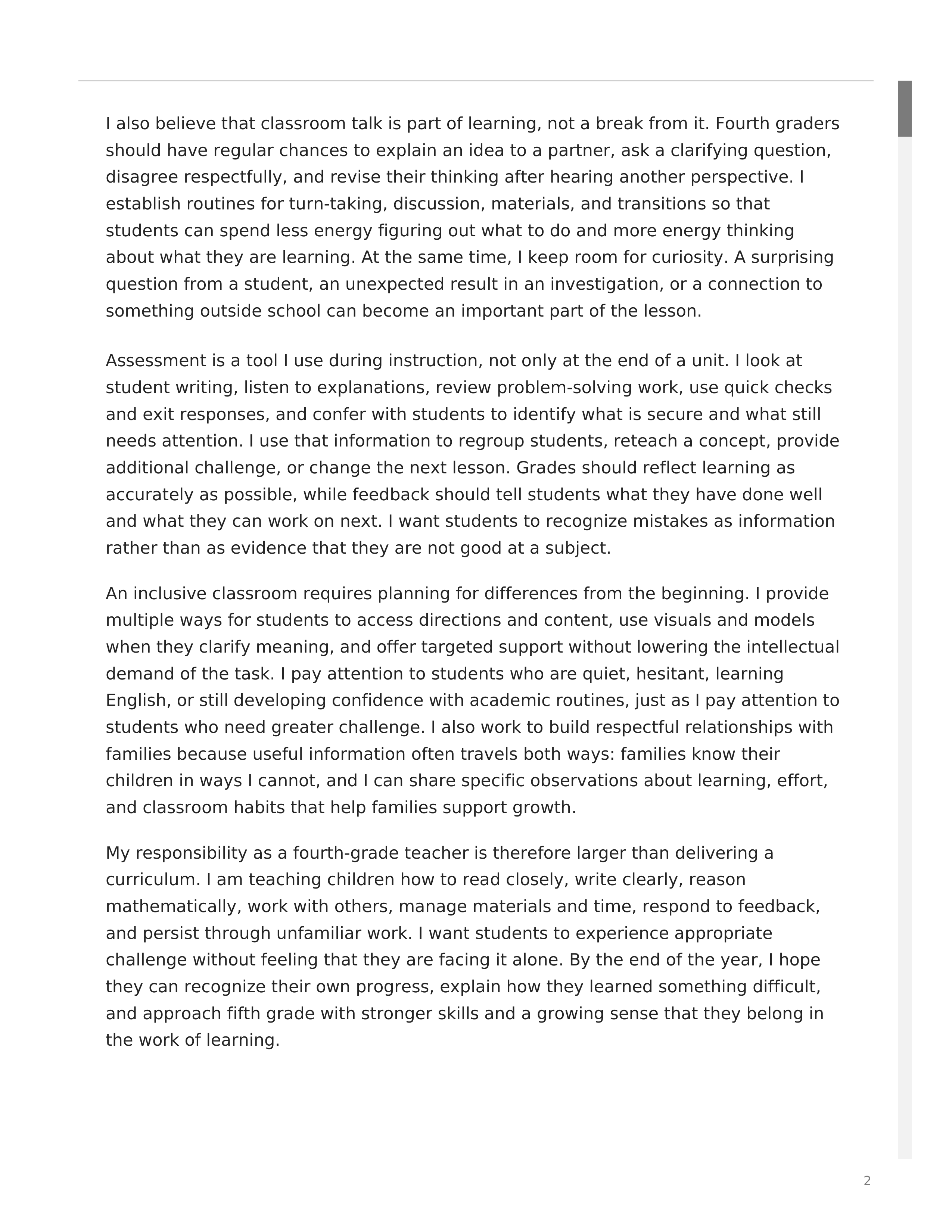 Fourth Grade Teacher Teaching Philosophy — page 2