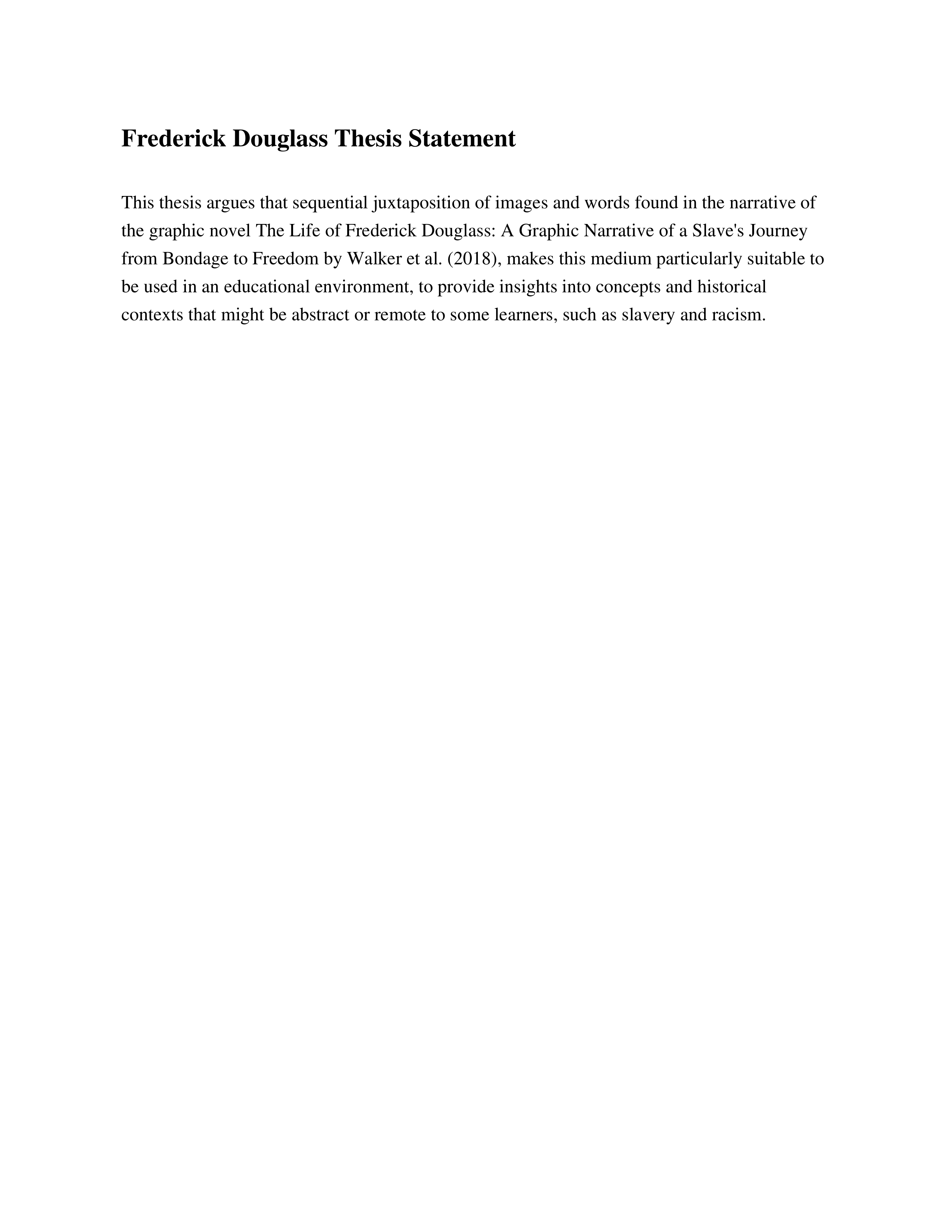 Frederick Douglass Thesis Statement — page 1