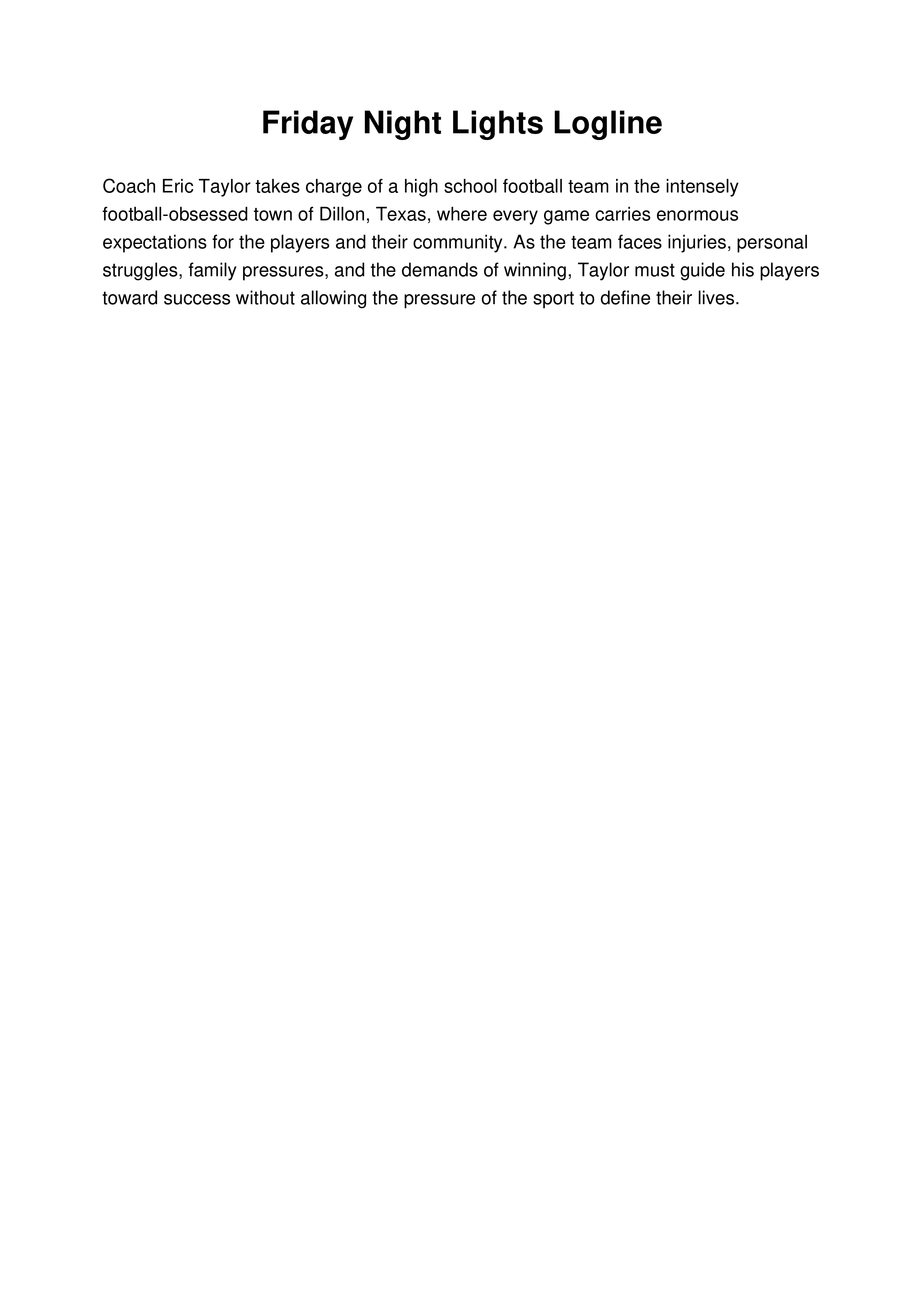 Friday Night Lights Logline — page 1