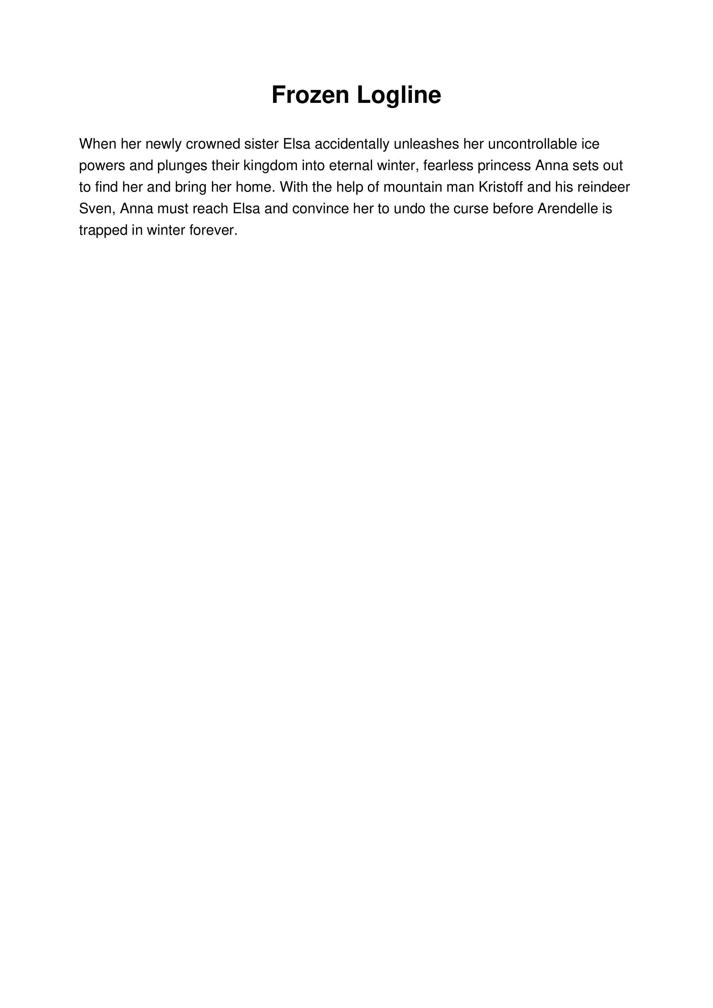 Frozen Logline — page 1
