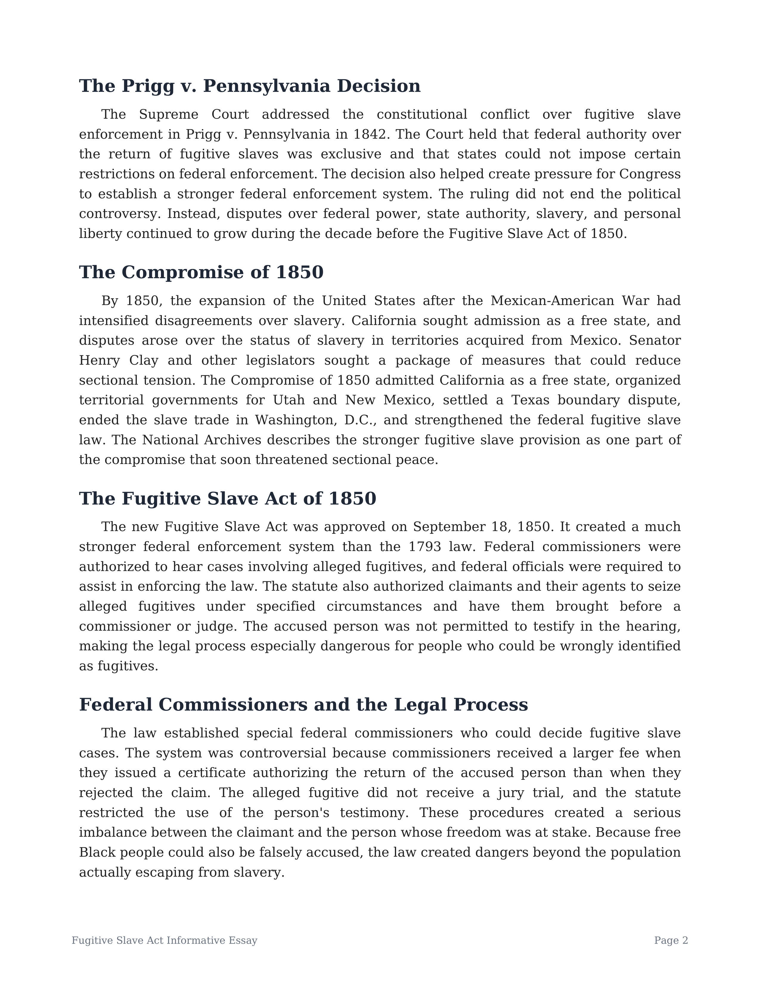 Fugitive Slave Act Informative Essay — page 2