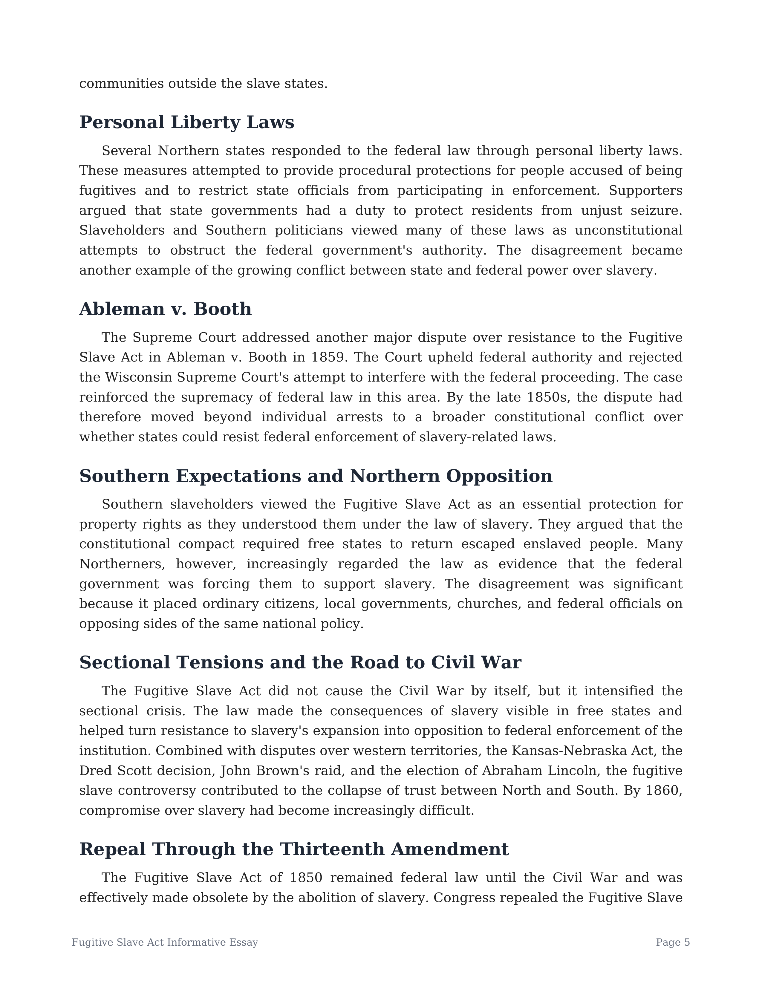 Fugitive Slave Act Informative Essay — page 5