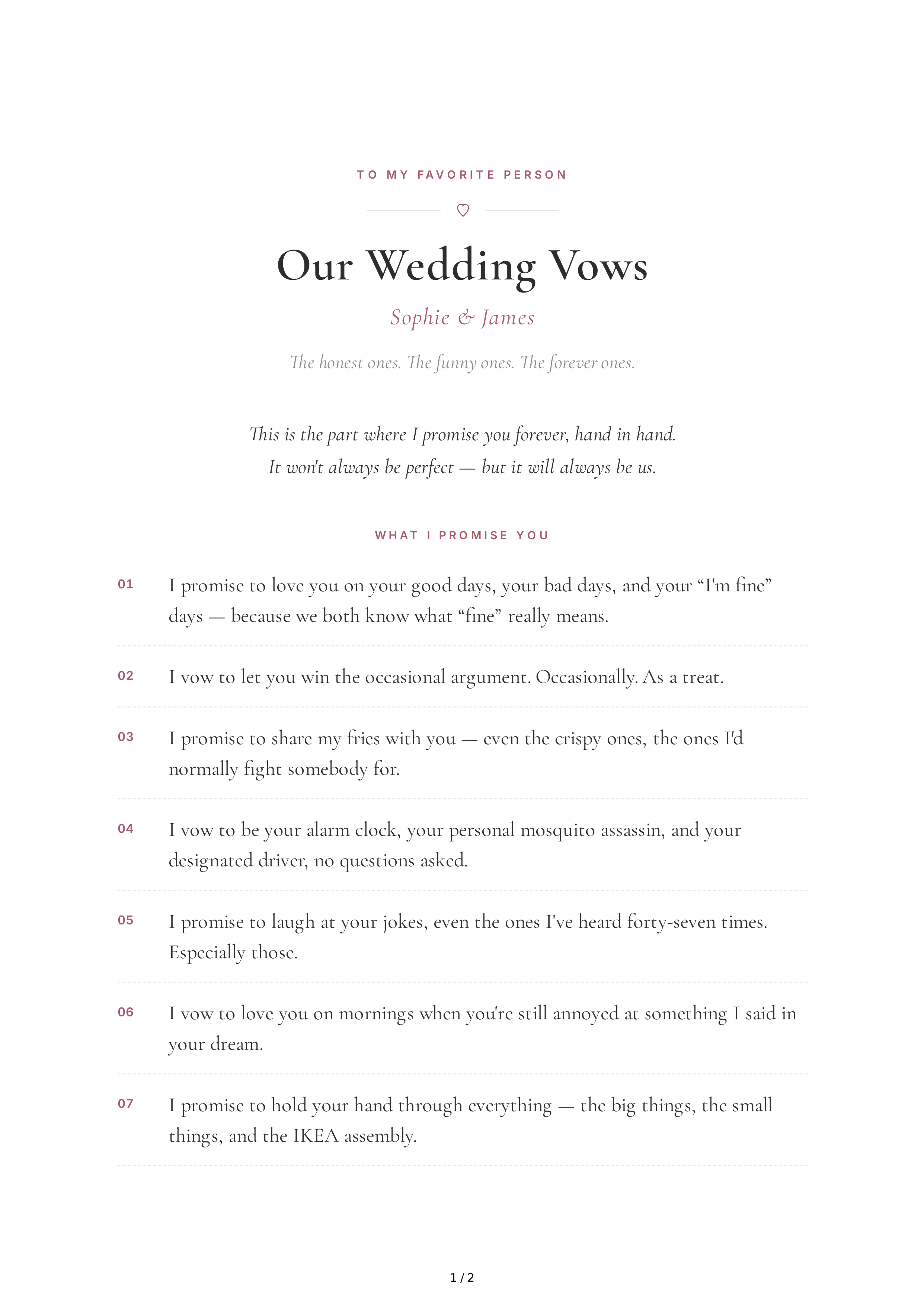 Funny Wedding Vows — page 1