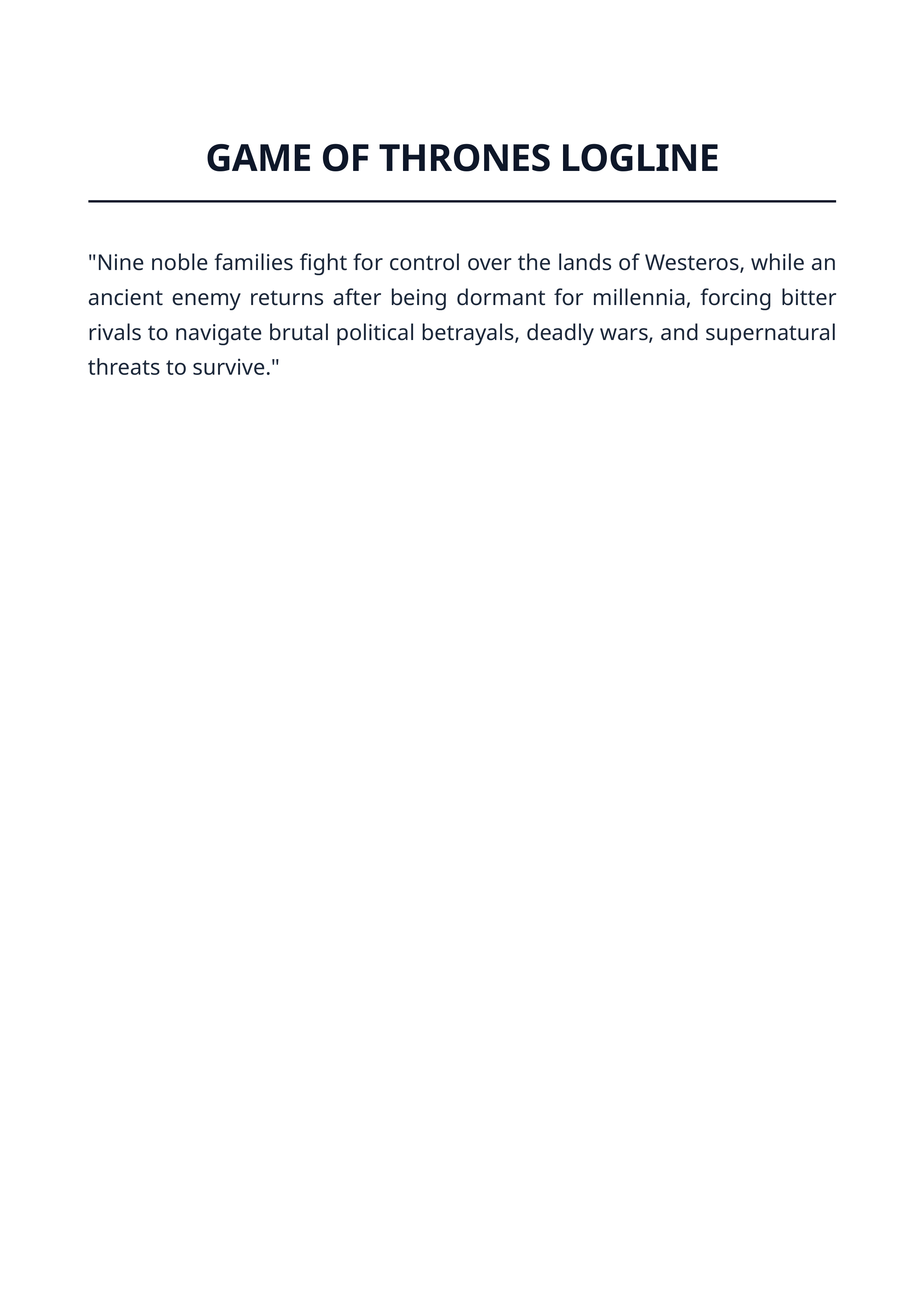 Game of Thrones Logline — page 1
