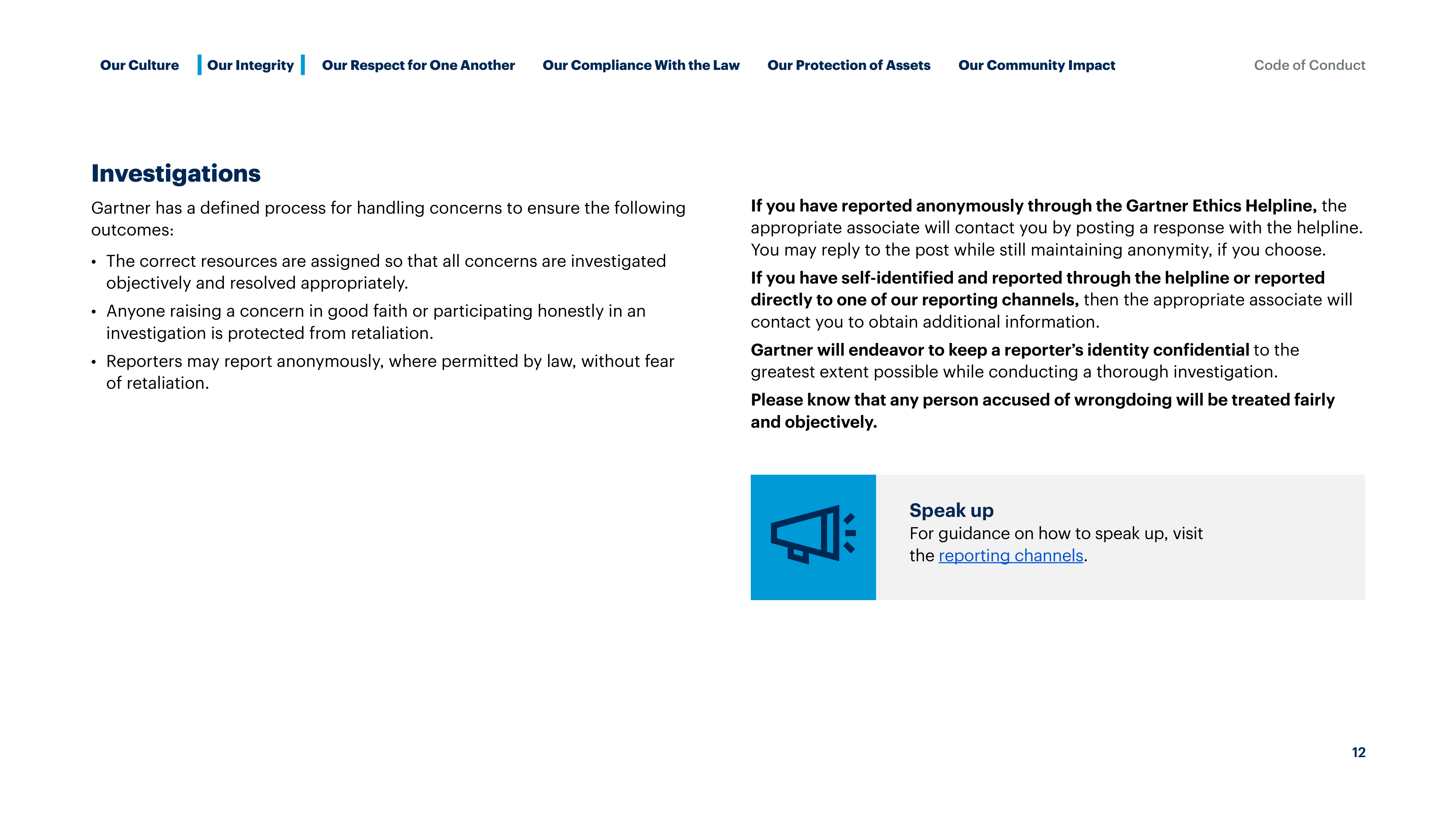 Gartner Global Code of Conduct Handbook — page 12