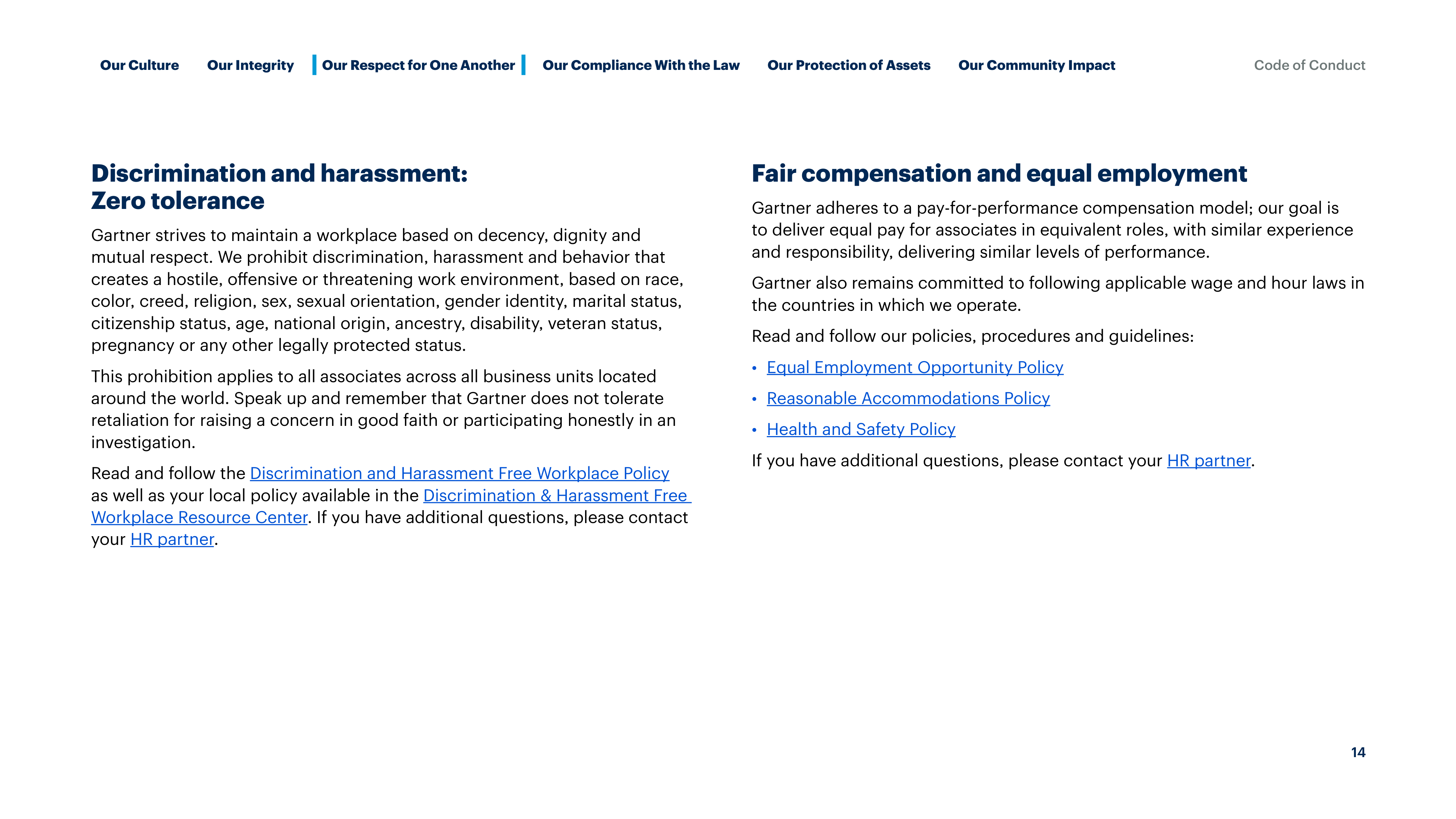 Gartner Global Code of Conduct Handbook — page 14
