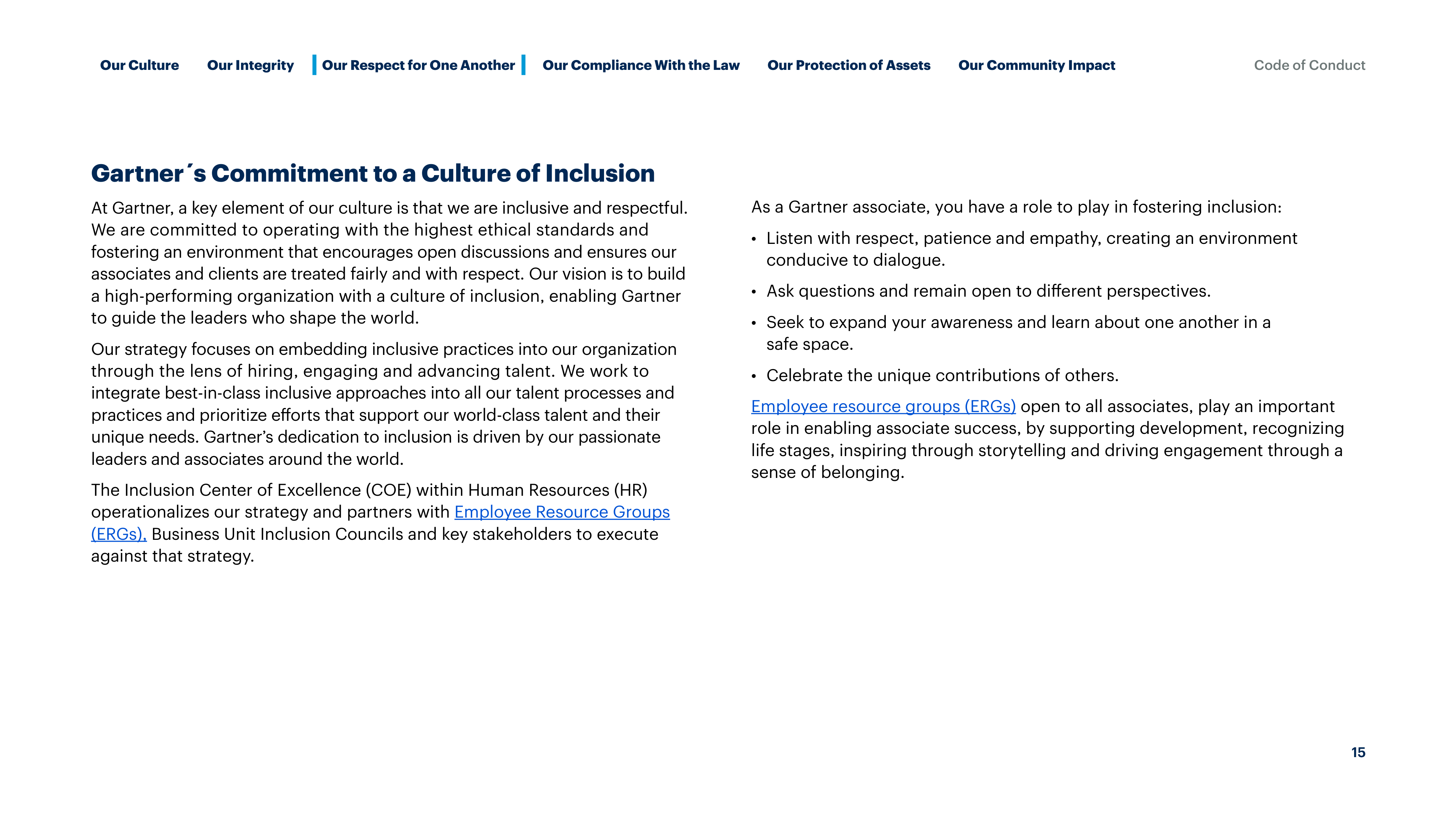 Gartner Global Code of Conduct Handbook — page 15