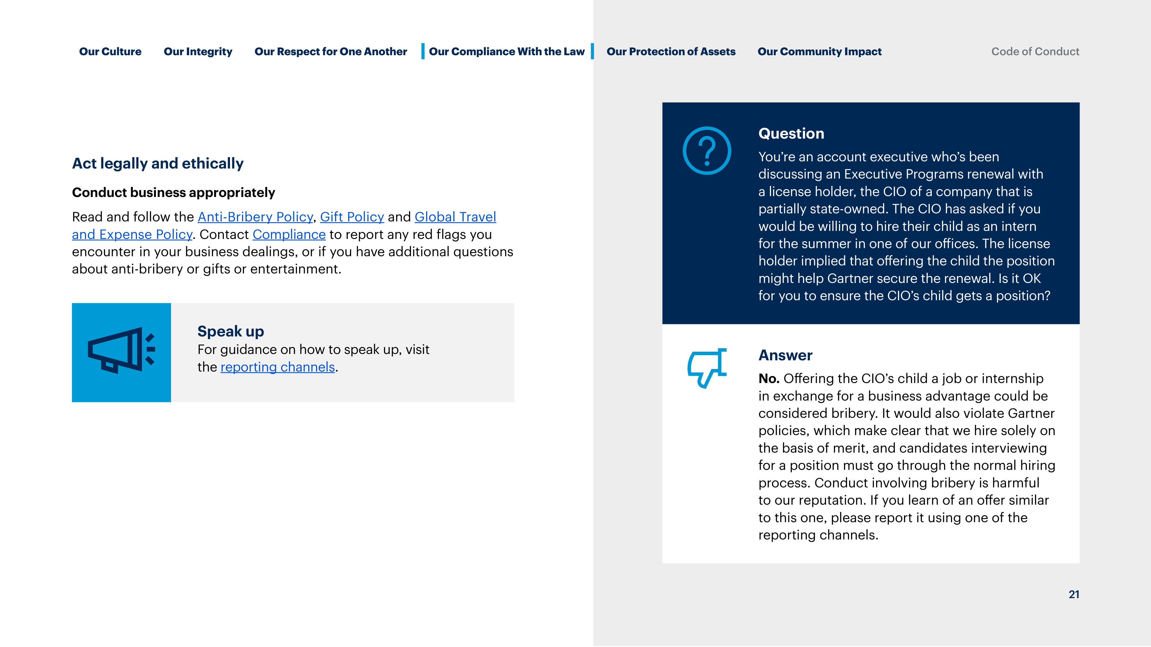 Gartner Global Code of Conduct Handbook — page 21