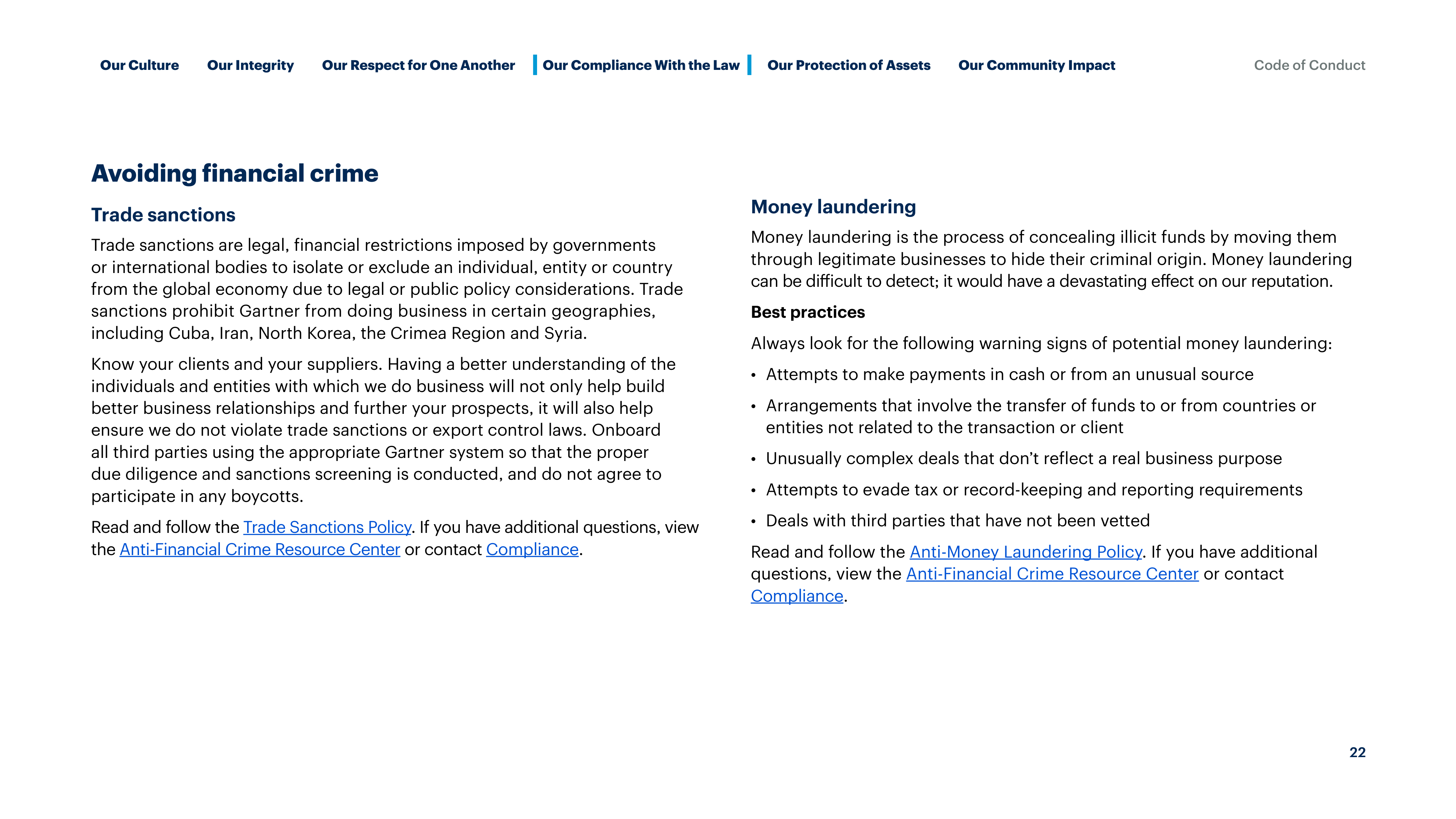 Gartner Global Code of Conduct Handbook — page 22