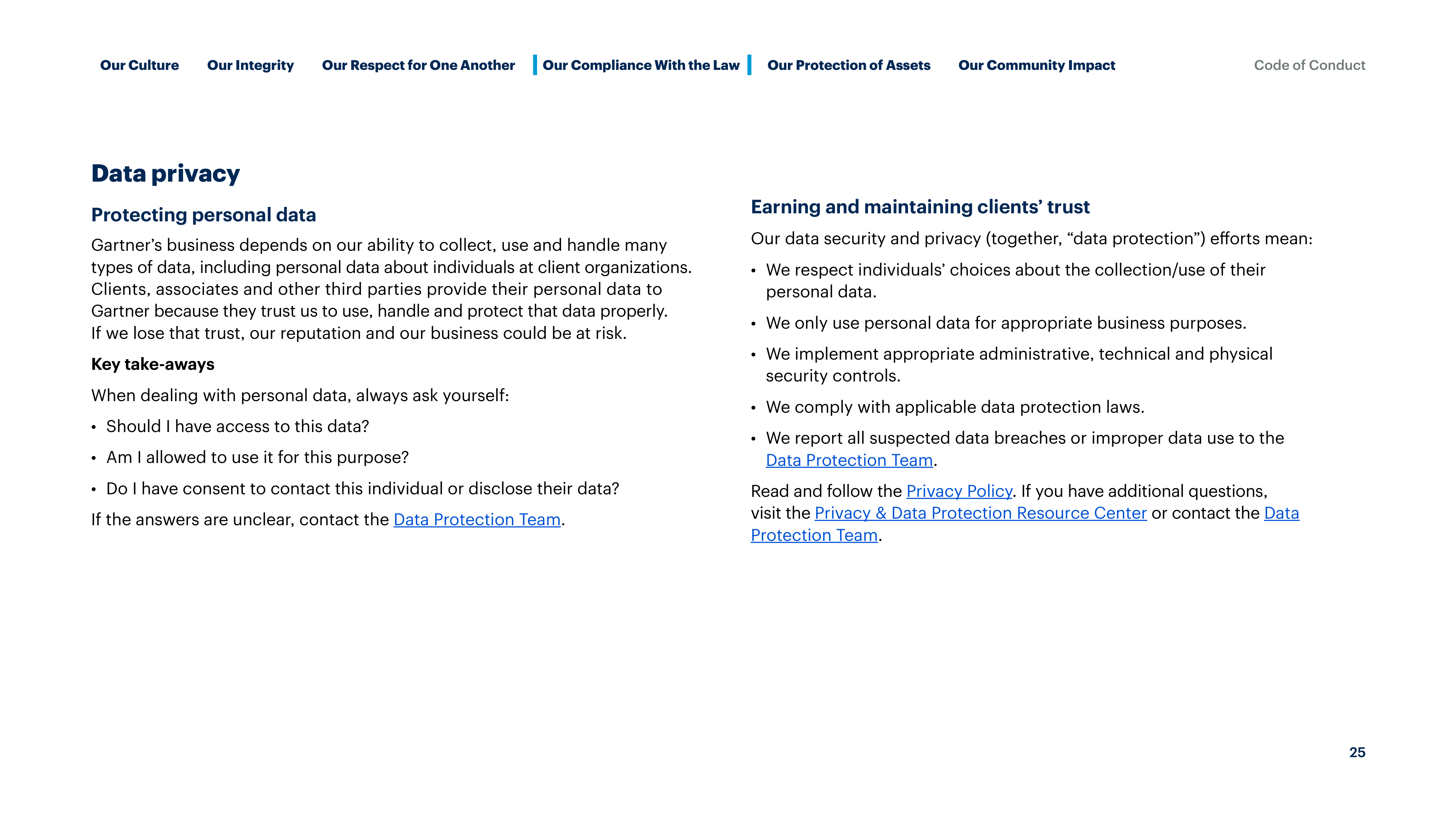 Gartner Global Code of Conduct Handbook — page 25