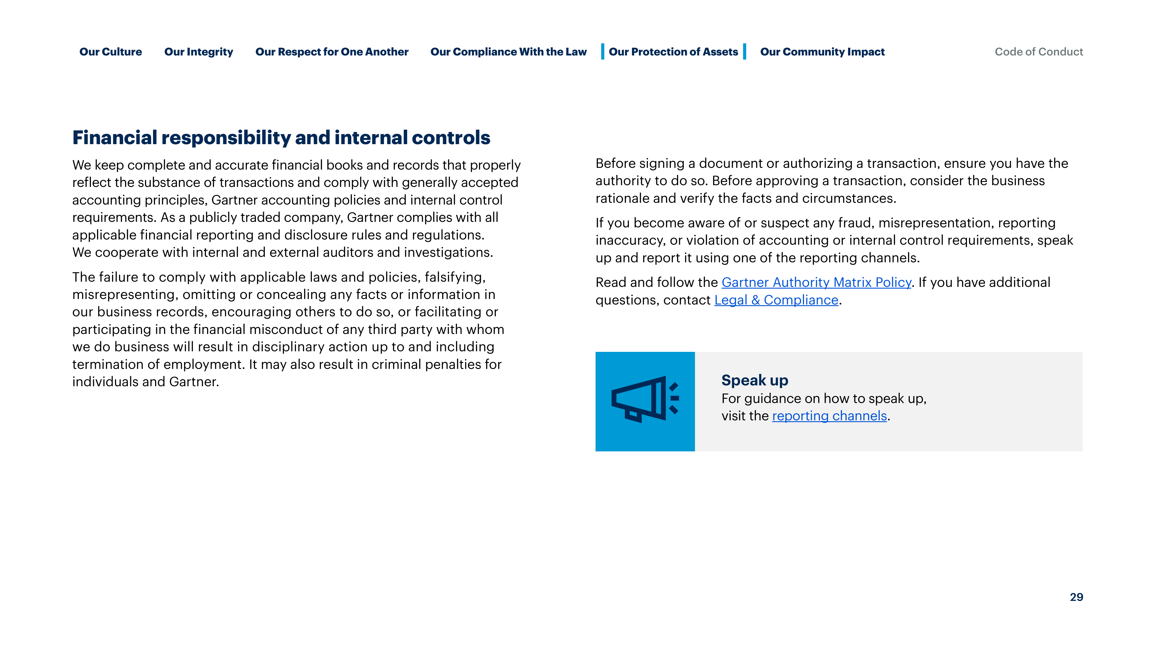Gartner Global Code of Conduct Handbook — page 29