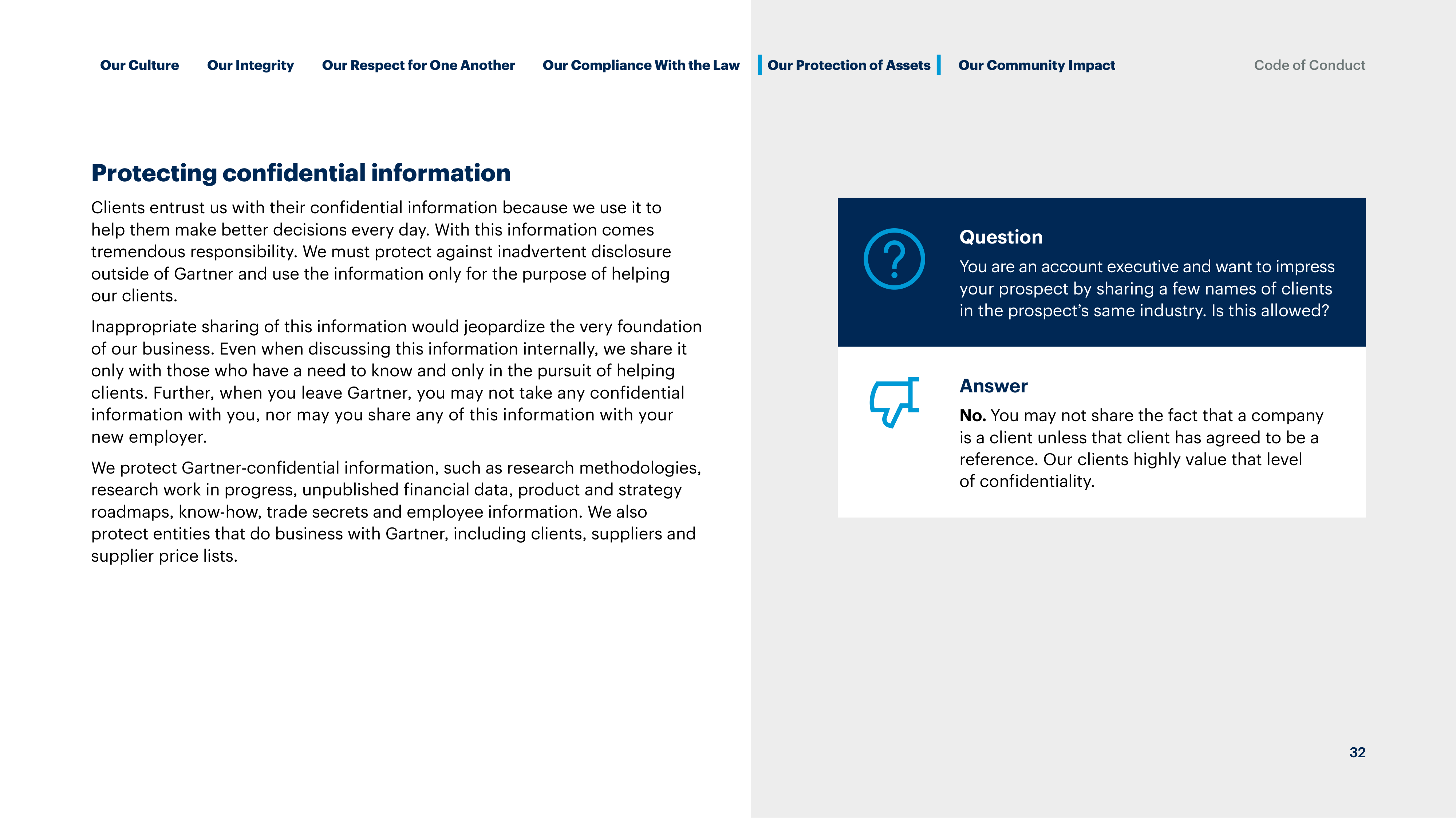 Gartner Global Code of Conduct Handbook — page 32