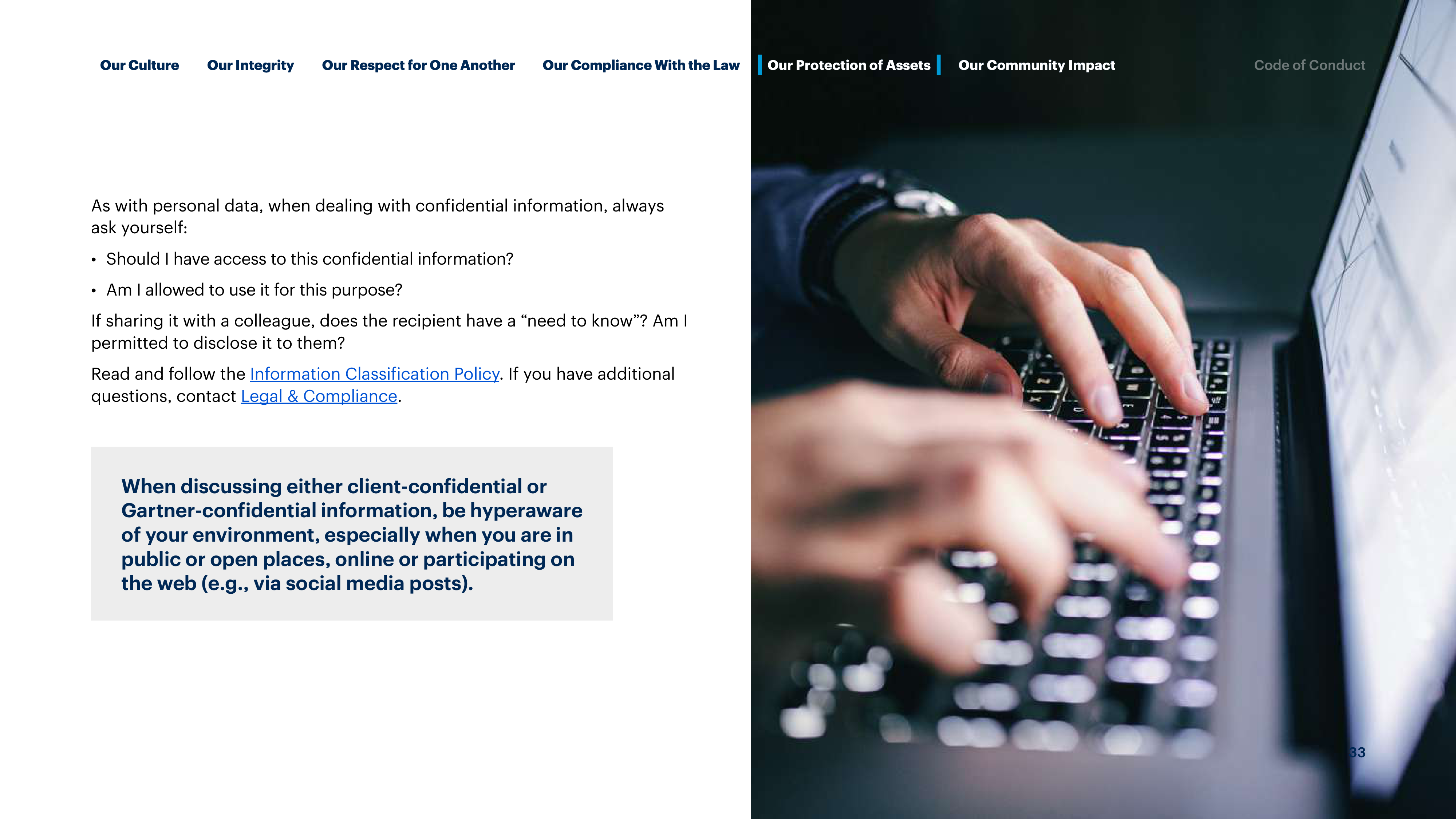 Gartner Global Code of Conduct Handbook — page 33