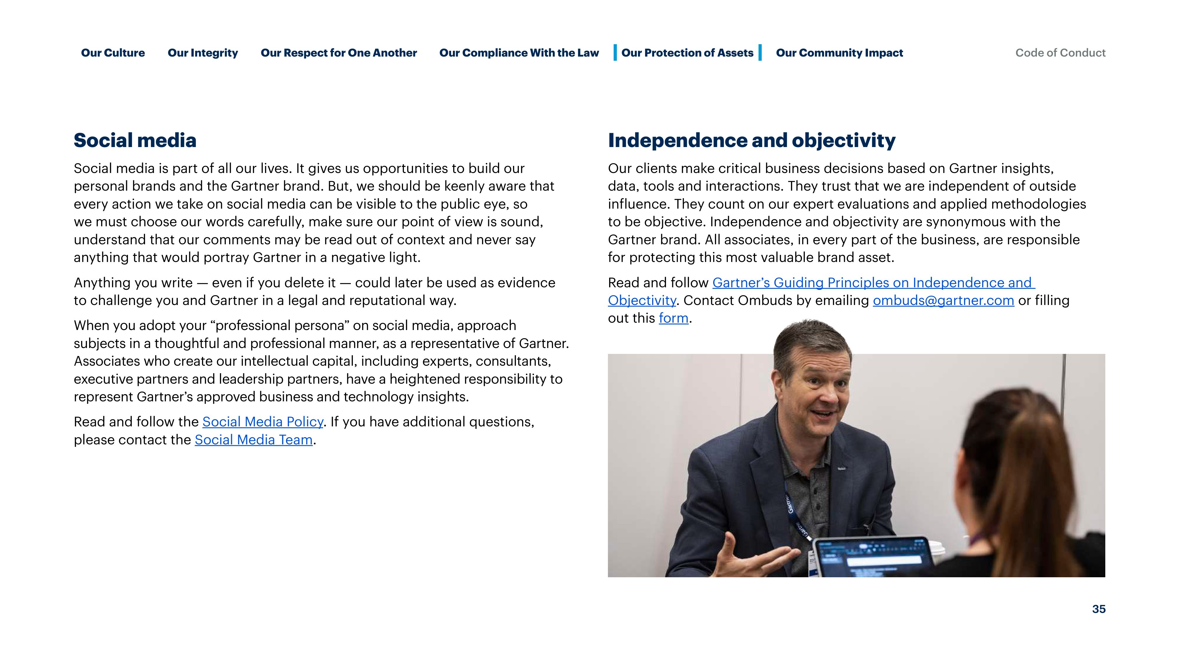 Gartner Global Code of Conduct Handbook — page 35