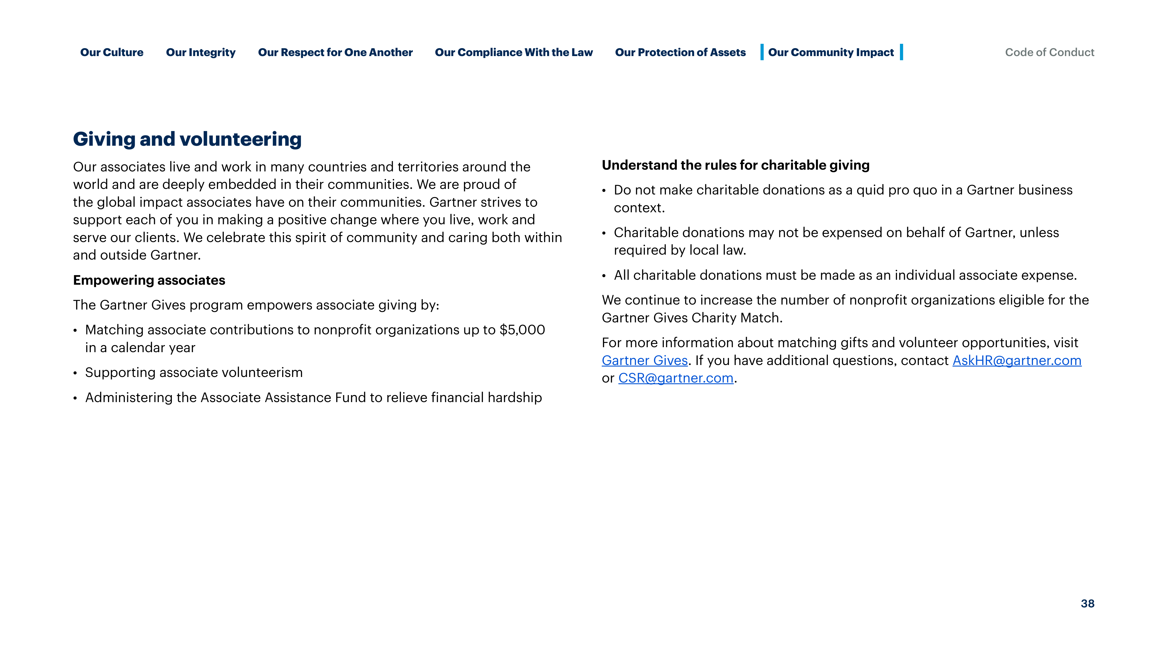 Gartner Global Code of Conduct Handbook — page 38