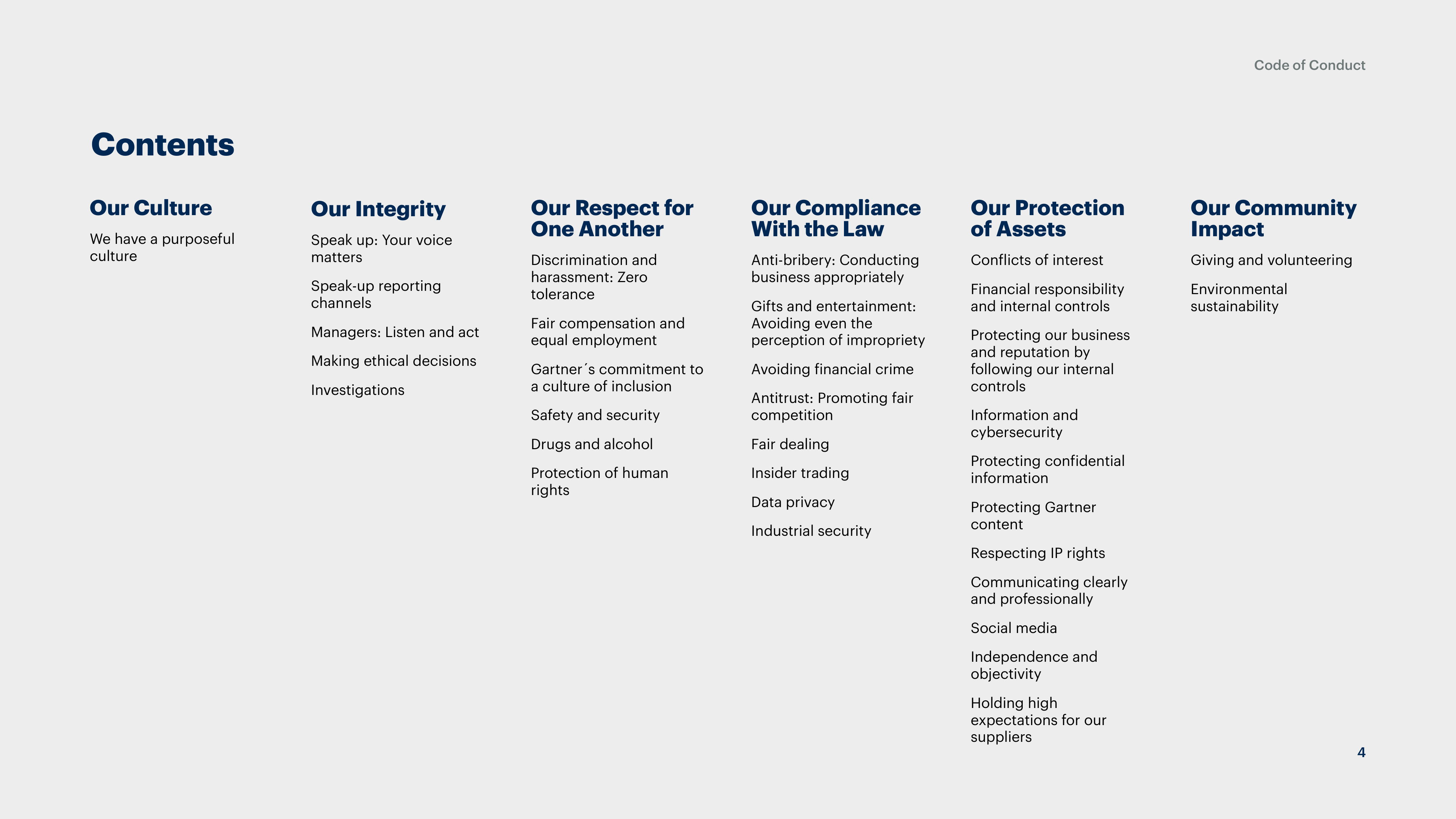 Gartner Global Code of Conduct Handbook — page 4