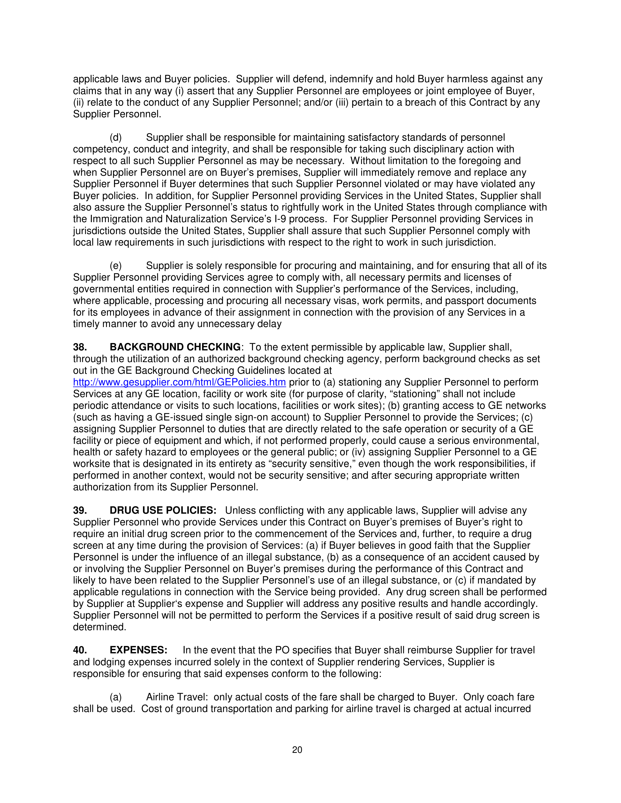 General Electric Company CONDITIONS OF PURCHASE — page 20