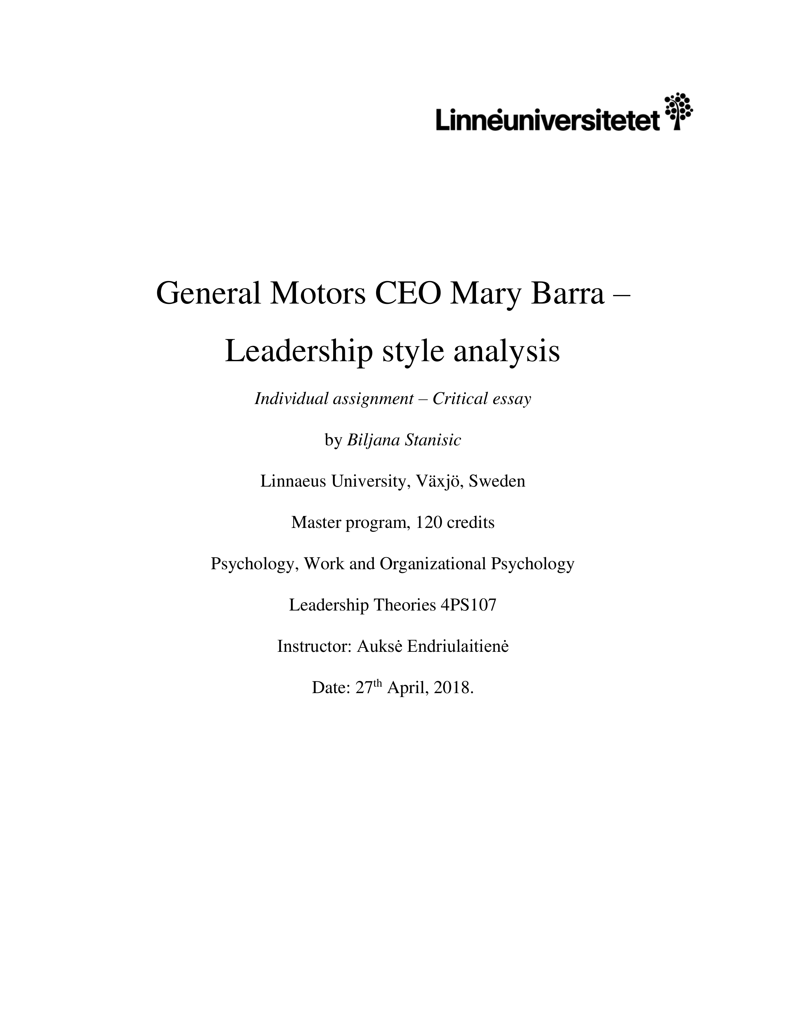 General Motors Leadership skills — page 1