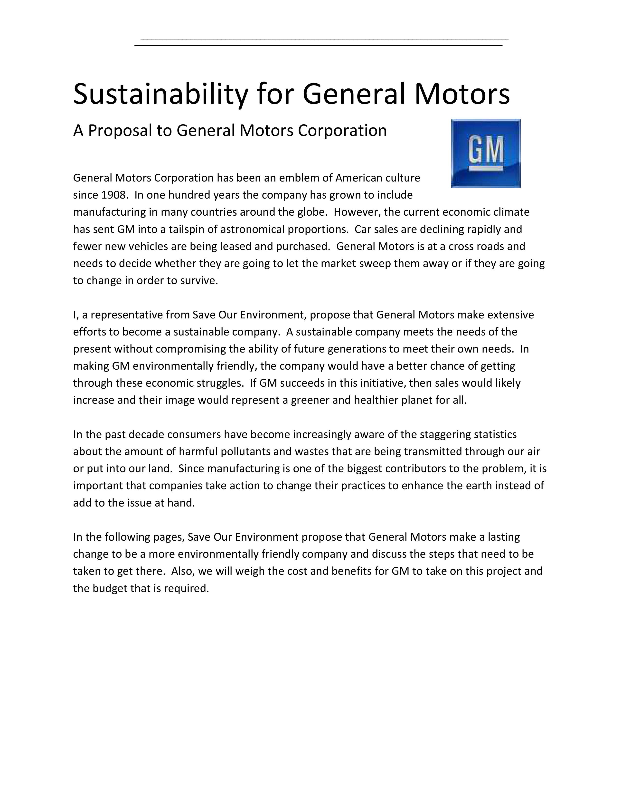 General Motors Sustainability Report — page 1