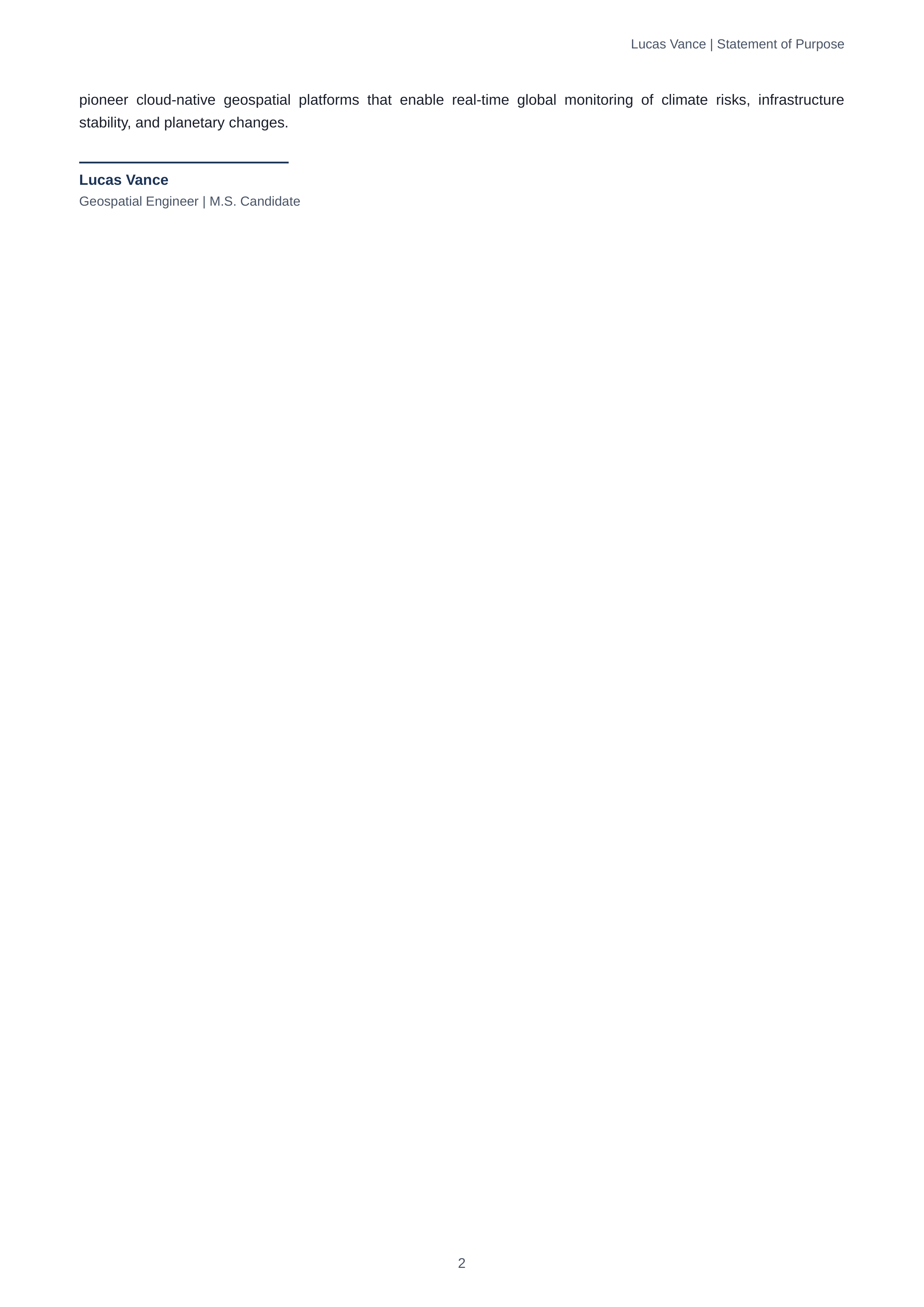 Geomatics Statement of Purpose — page 2