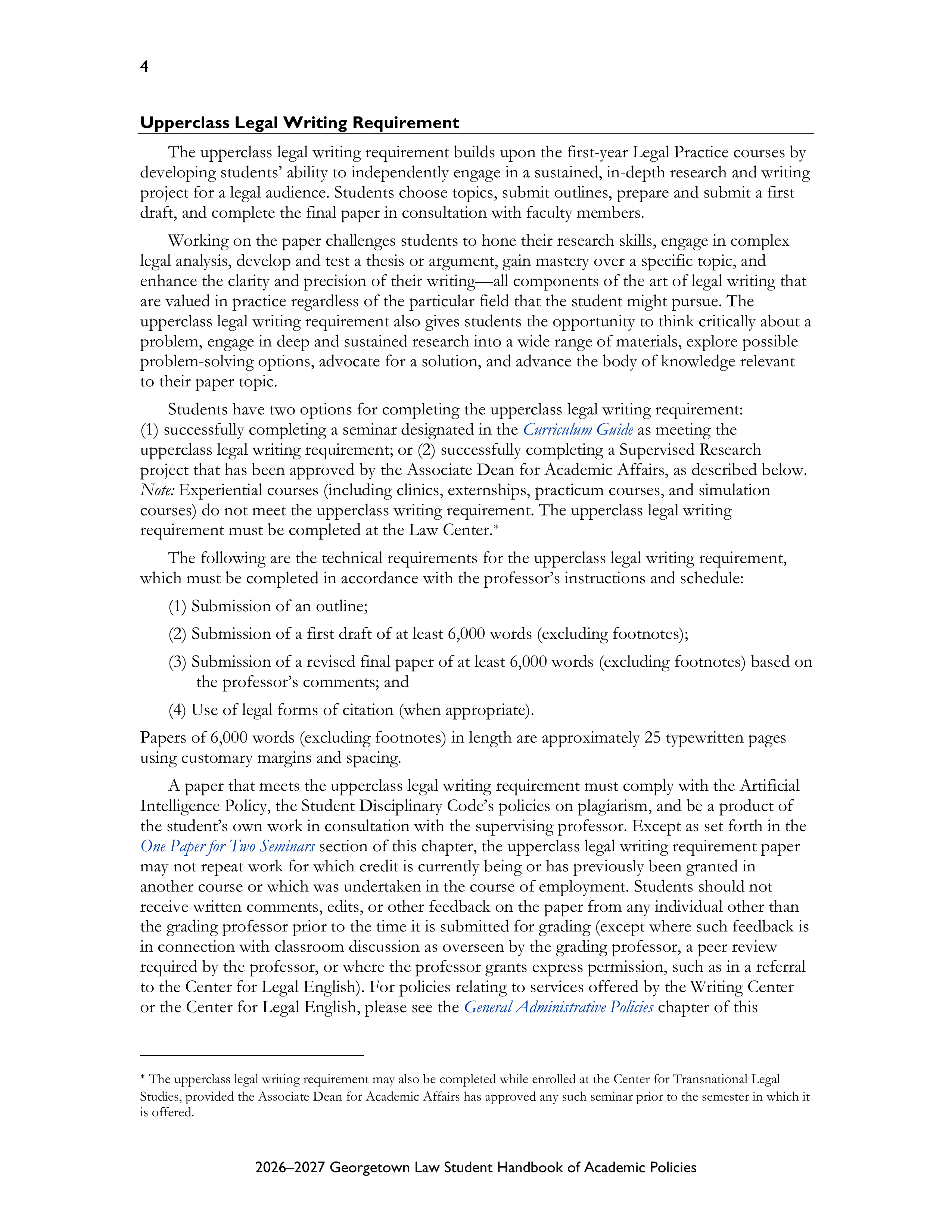 Georgetown University Law Student Handbook of Academic Policies Handbook — page 10