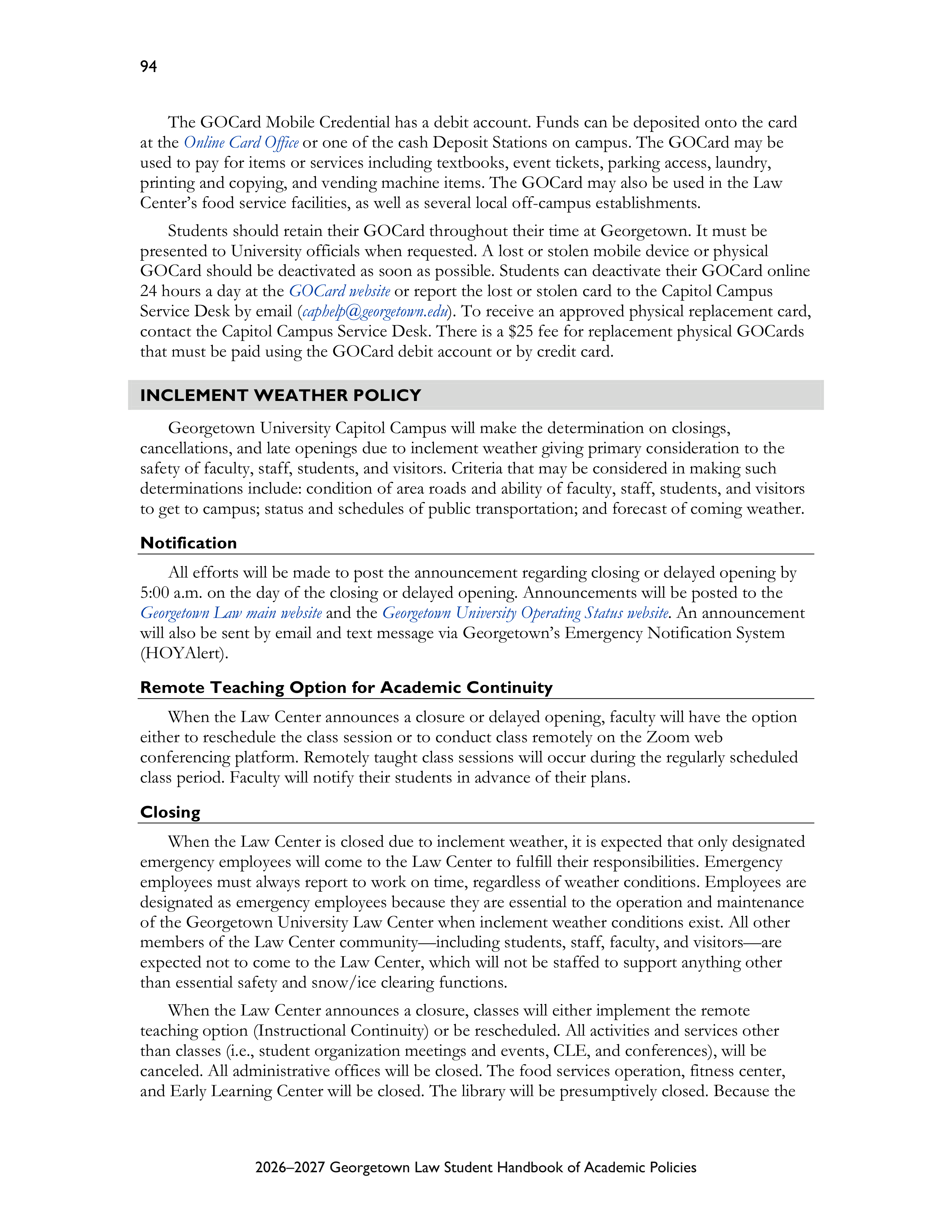 Georgetown University Law Student Handbook of Academic Policies Handbook — page 100