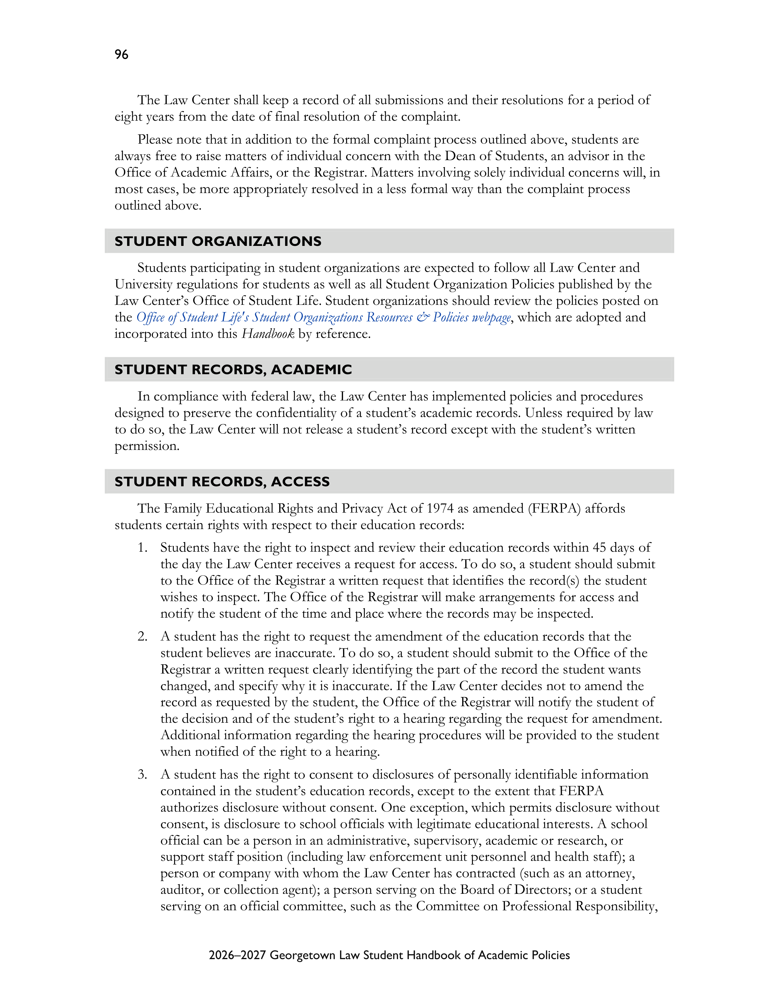 Georgetown University Law Student Handbook of Academic Policies Handbook — page 102
