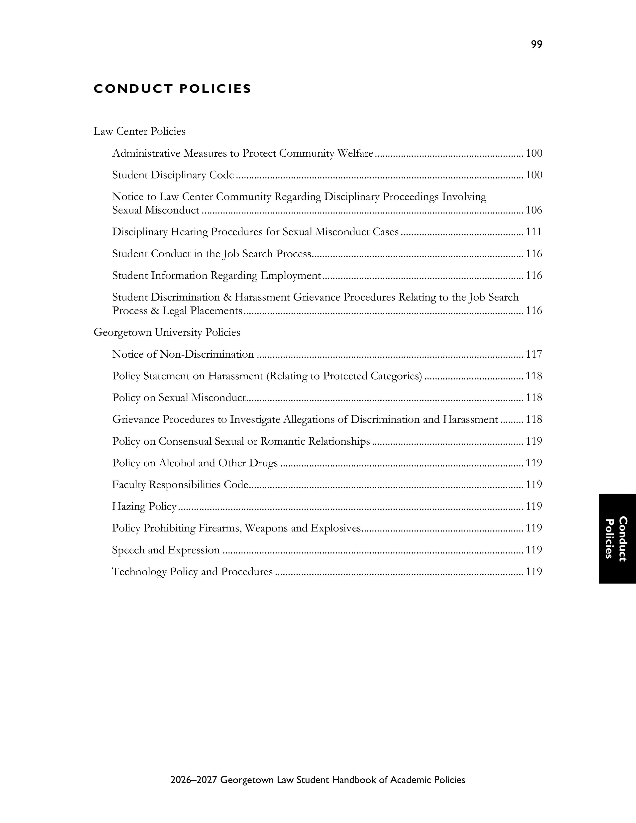 Georgetown University Law Student Handbook of Academic Policies Handbook — page 105