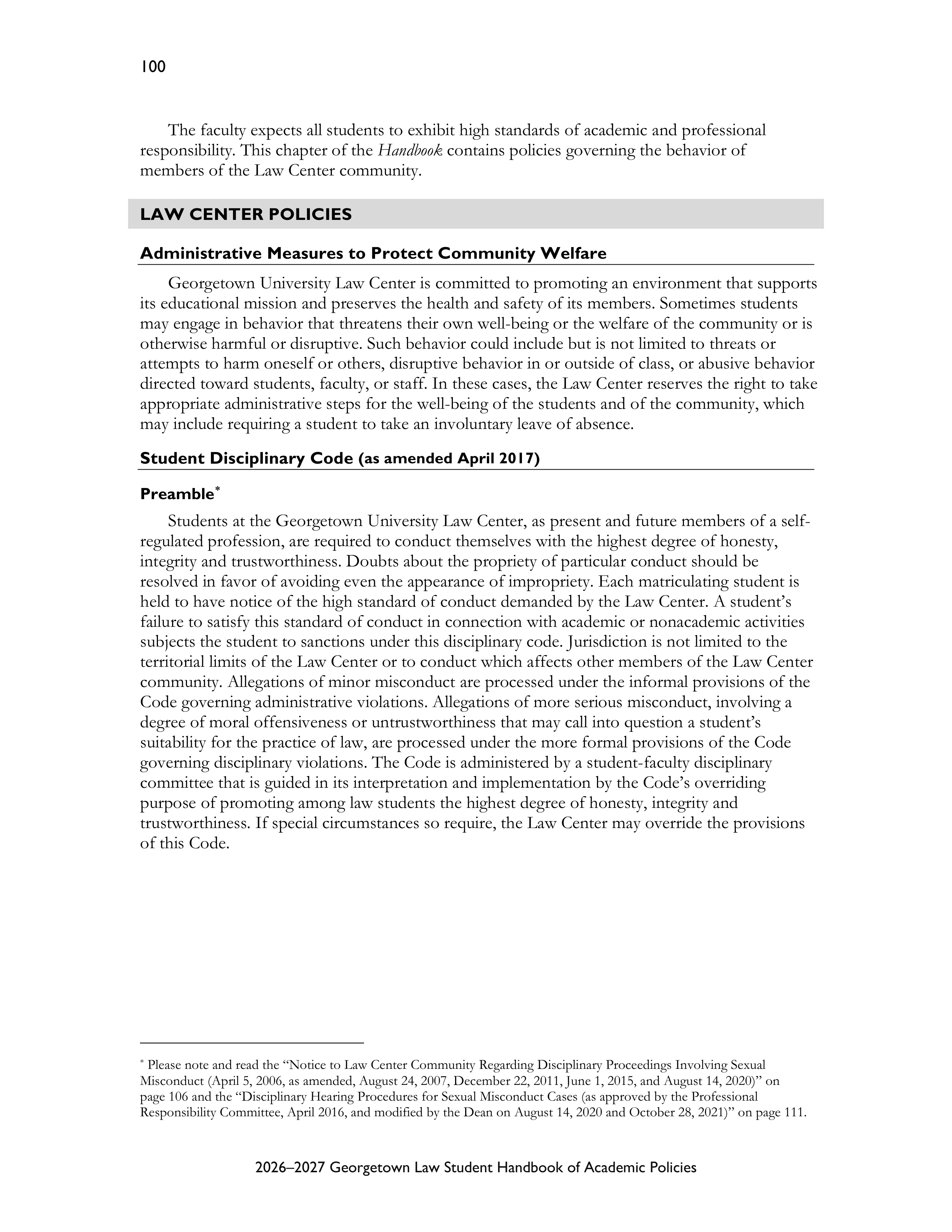Georgetown University Law Student Handbook of Academic Policies Handbook — page 106