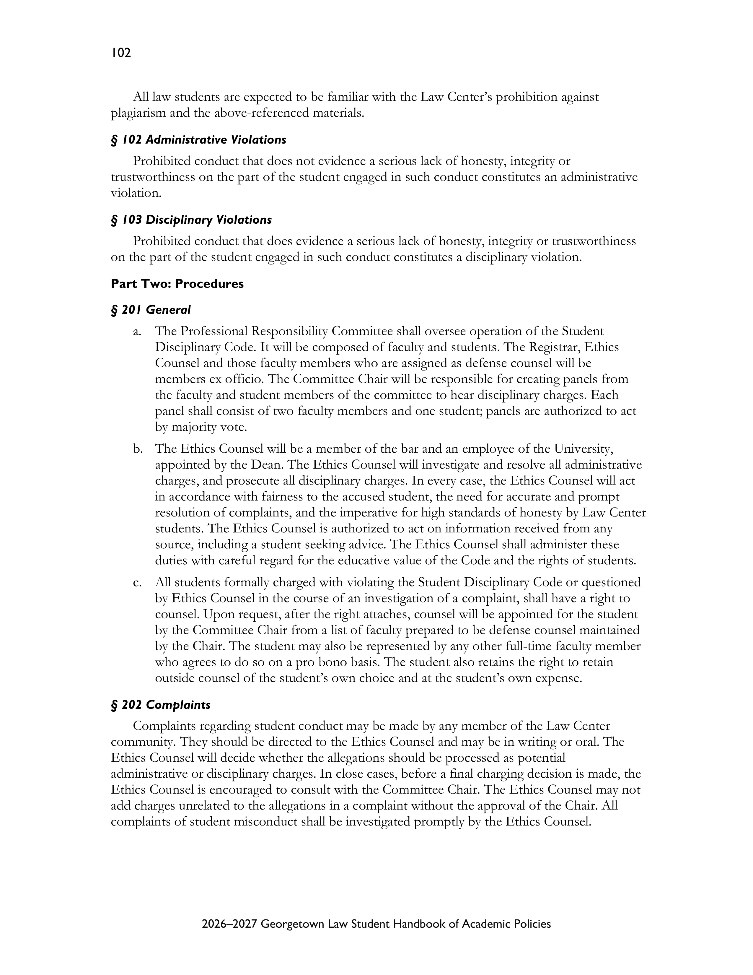 Georgetown University Law Student Handbook of Academic Policies Handbook — page 108