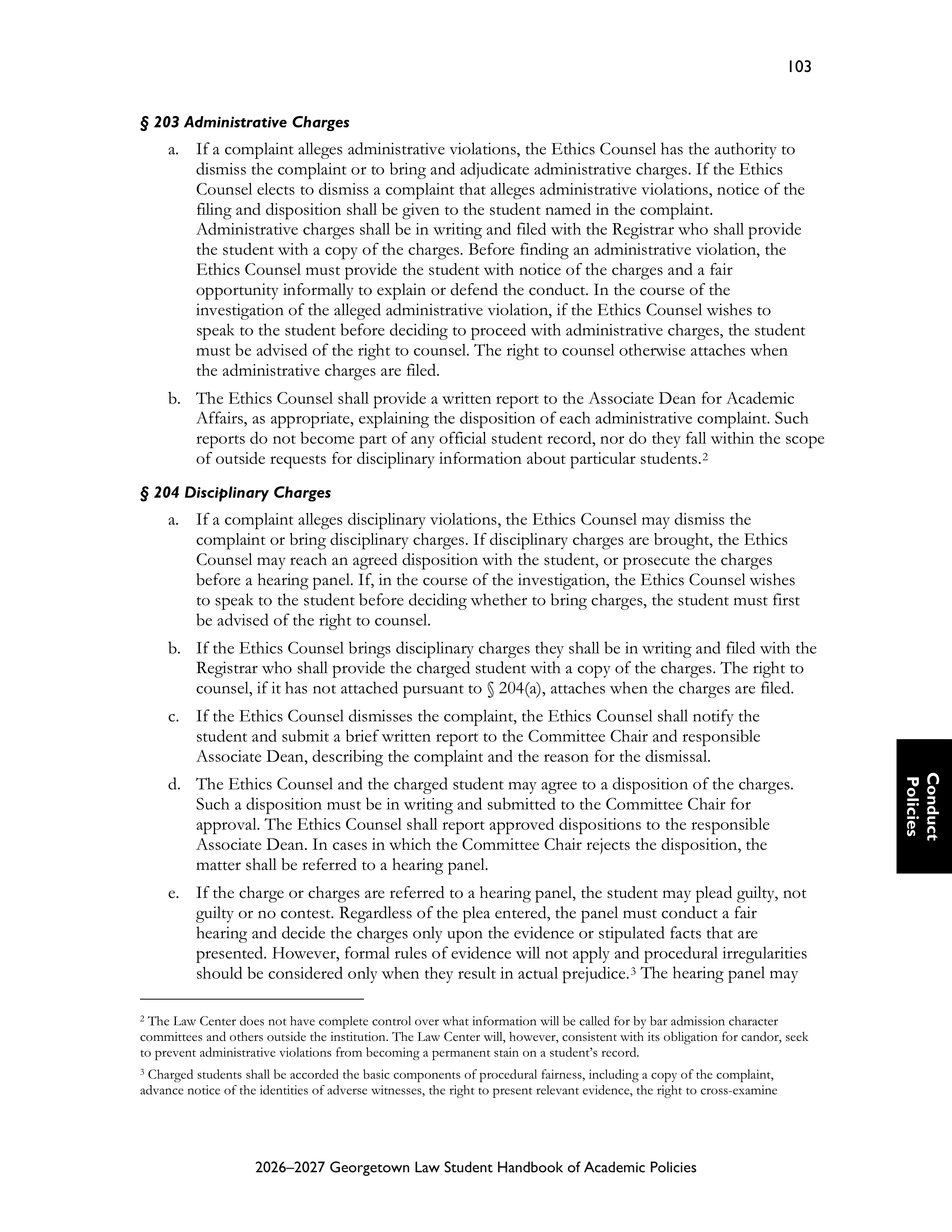 Georgetown University Law Student Handbook of Academic Policies Handbook — page 109