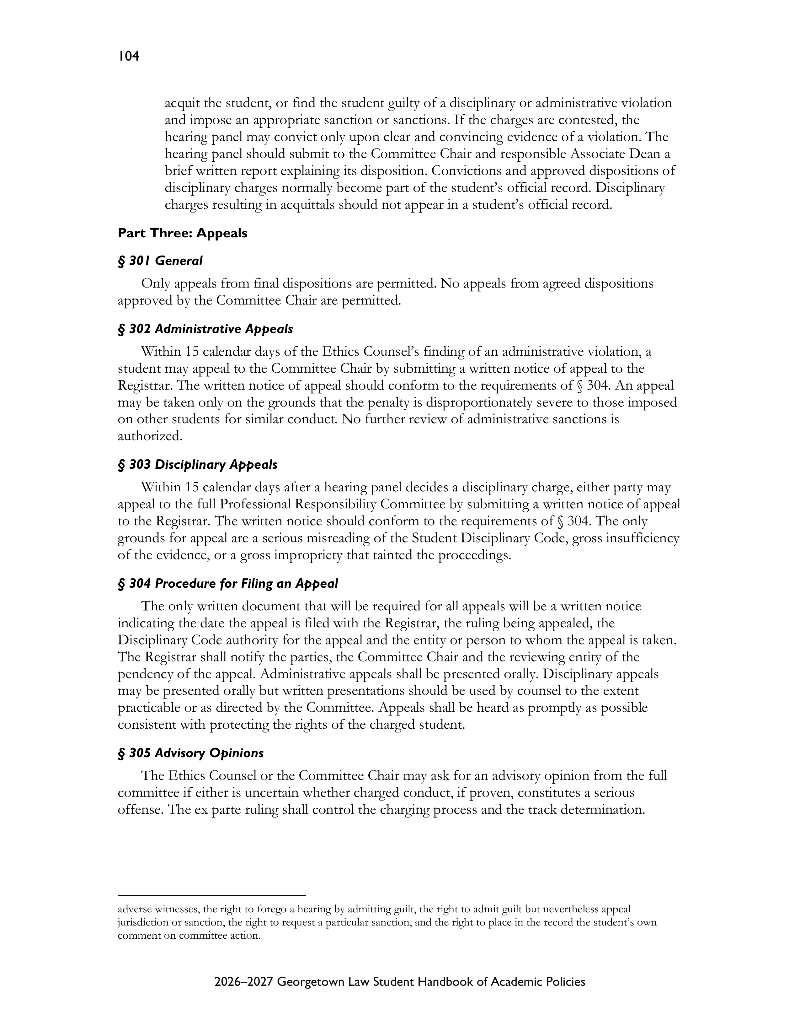 Georgetown University Law Student Handbook of Academic Policies Handbook — page 110