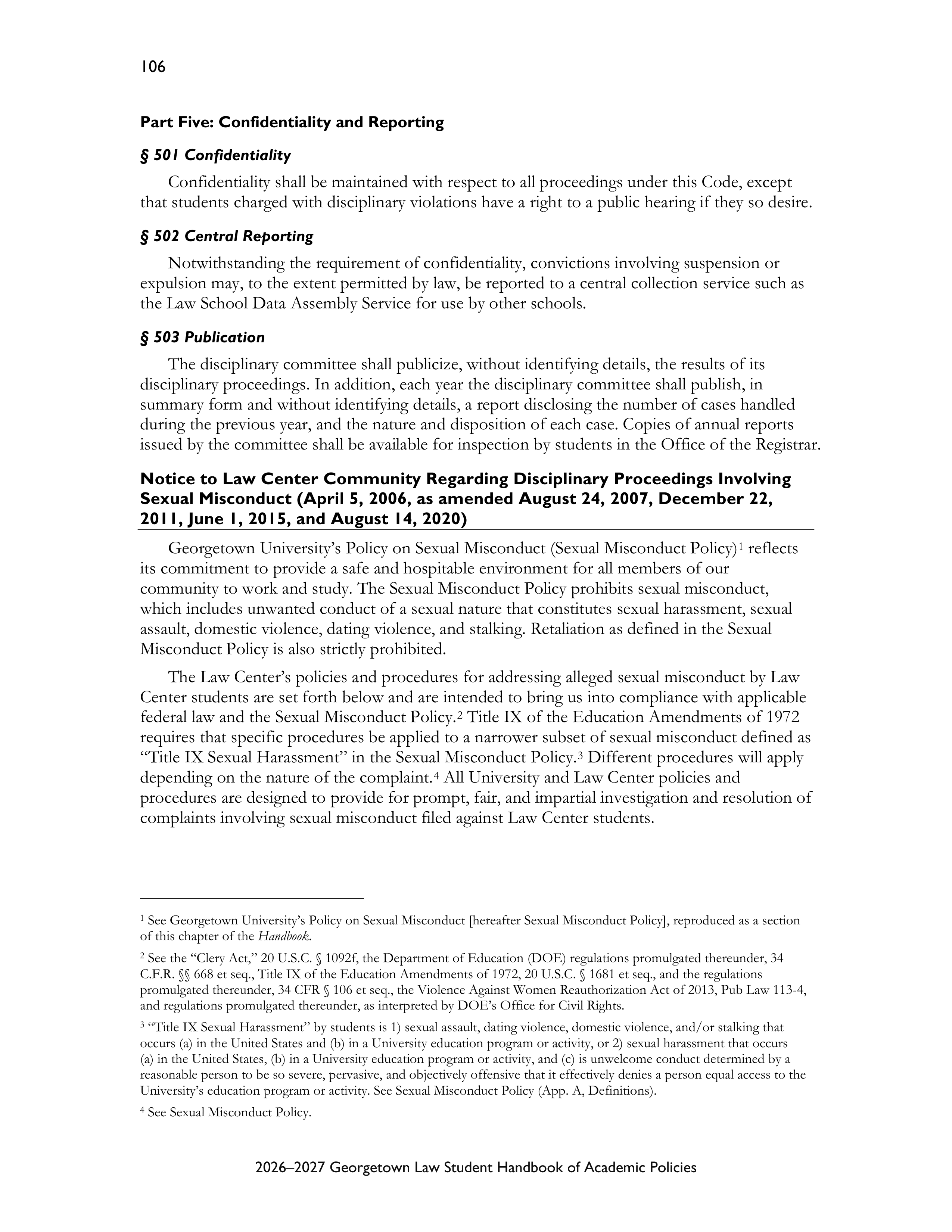 Georgetown University Law Student Handbook of Academic Policies Handbook — page 112